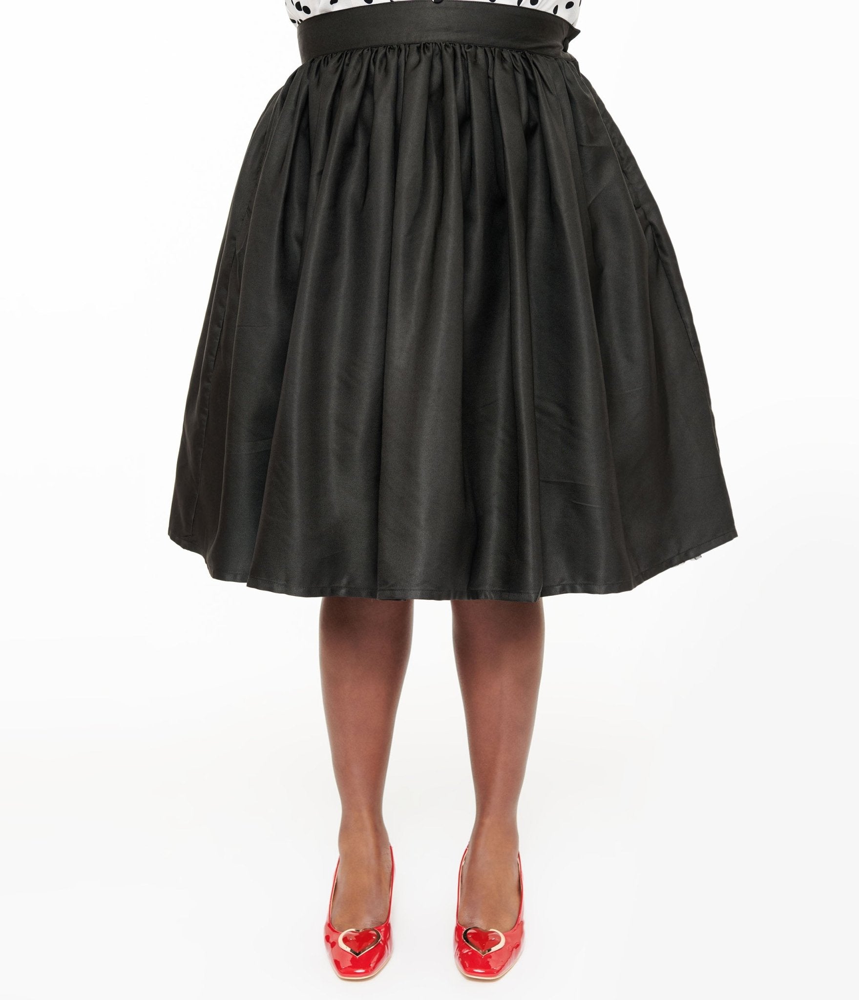 Unique Vintage Plus Size 1950s Black Cotton Gellar Swing Skirt