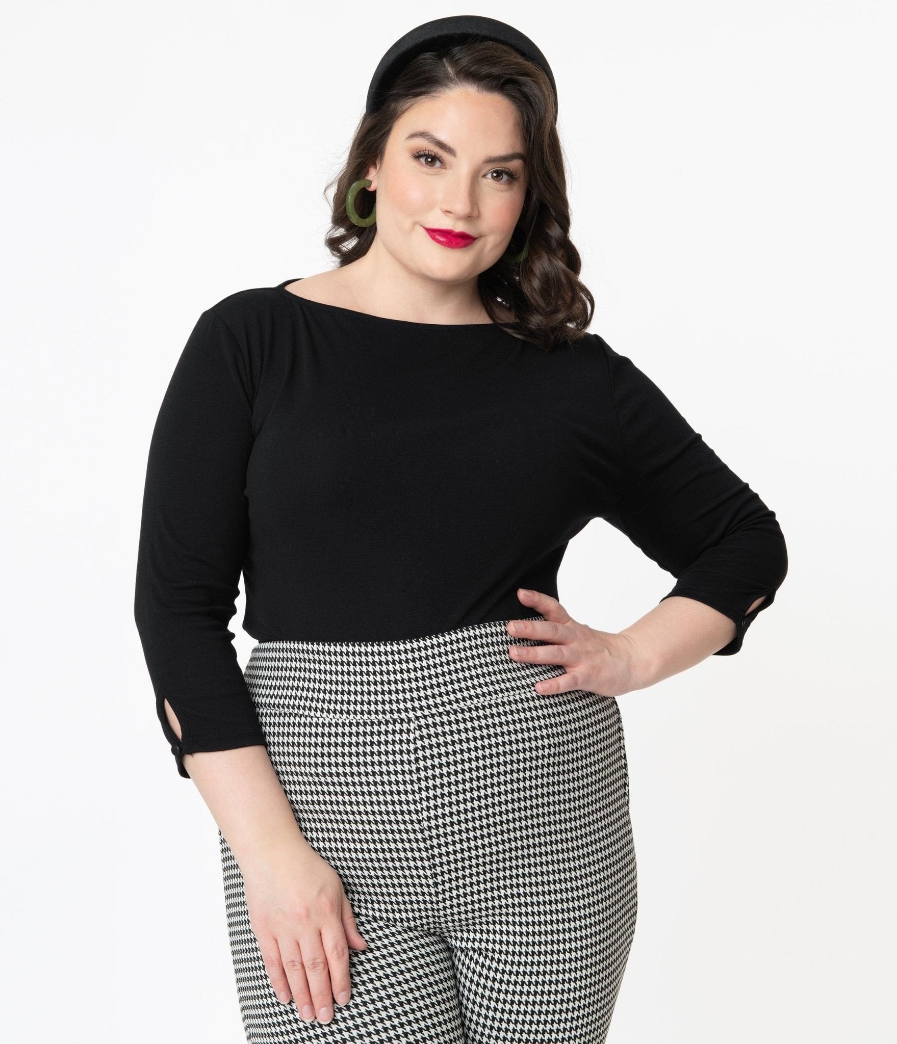 Unique Vintage Plus Size Black Gracie Top