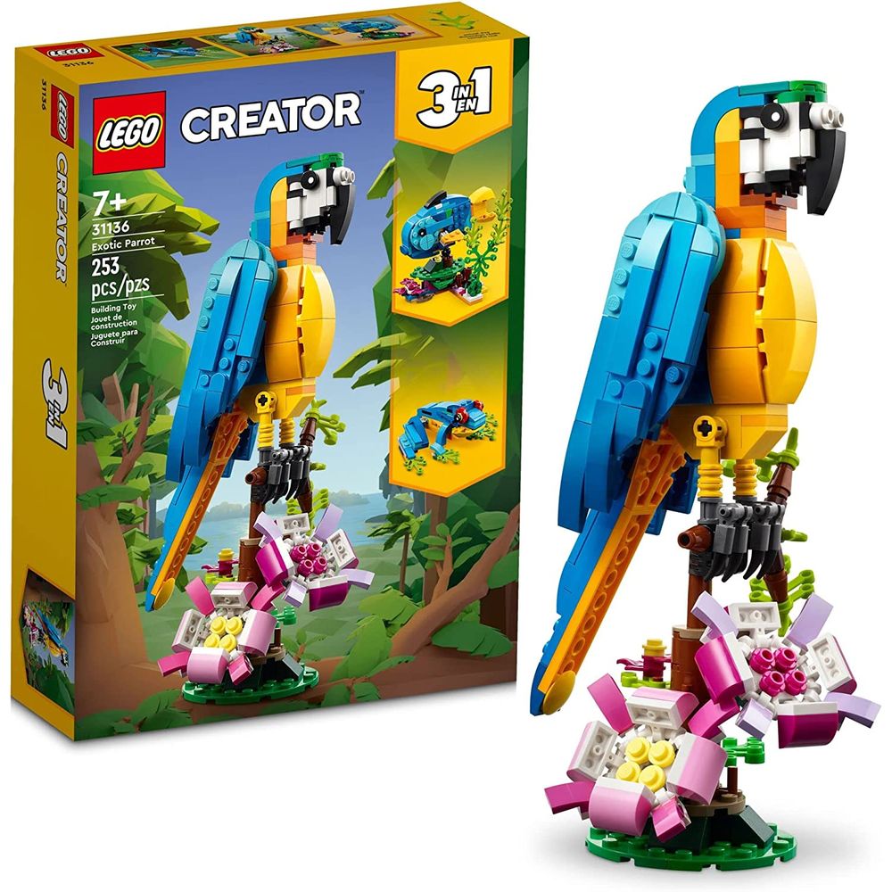 LEGO 6425613 Creator 3 in 1 Exotic Parrot to Frog to Fish Animal Figures Building Toy