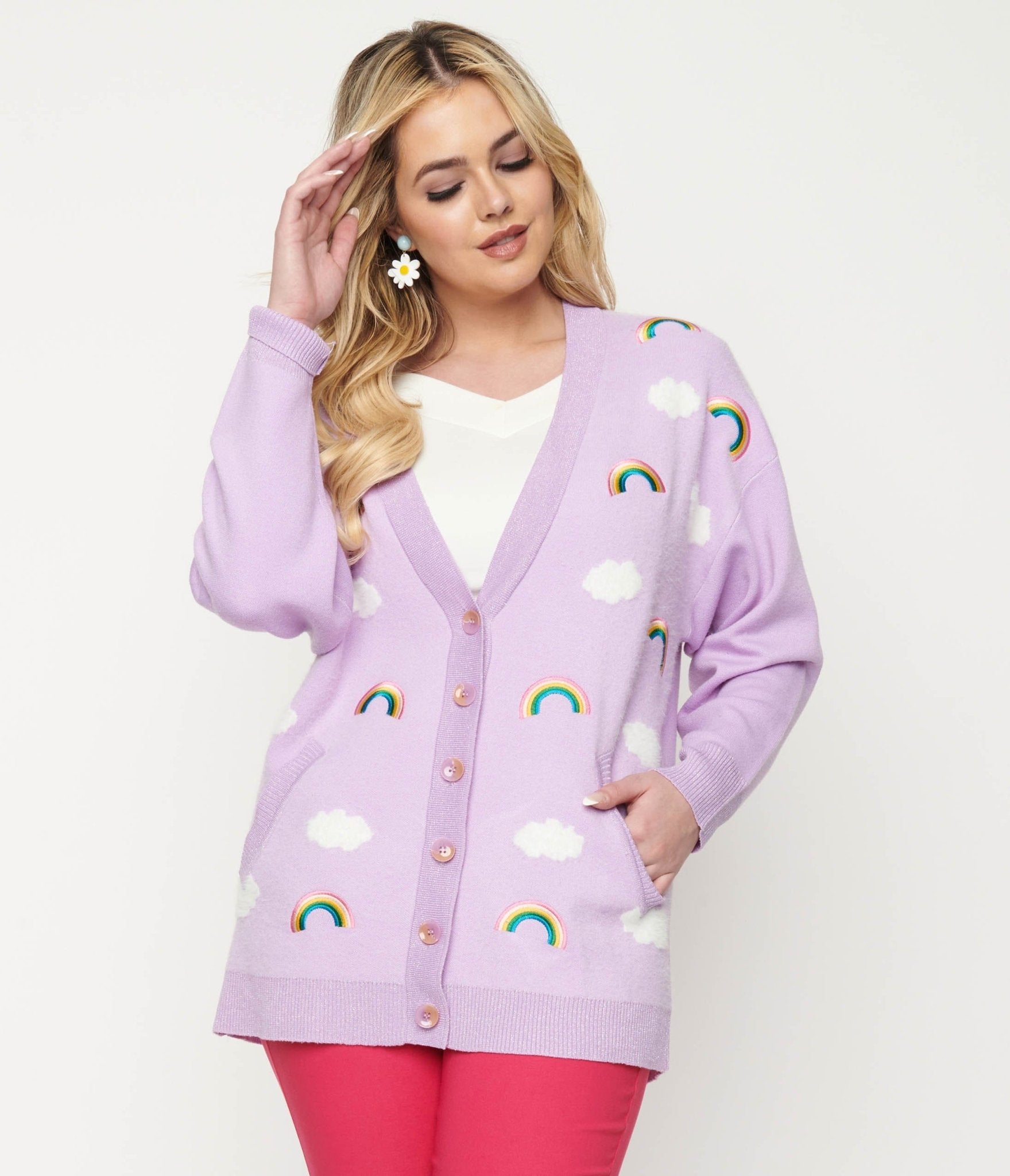 Unique Vintage Purple & Rainbows Aspen Cardigan