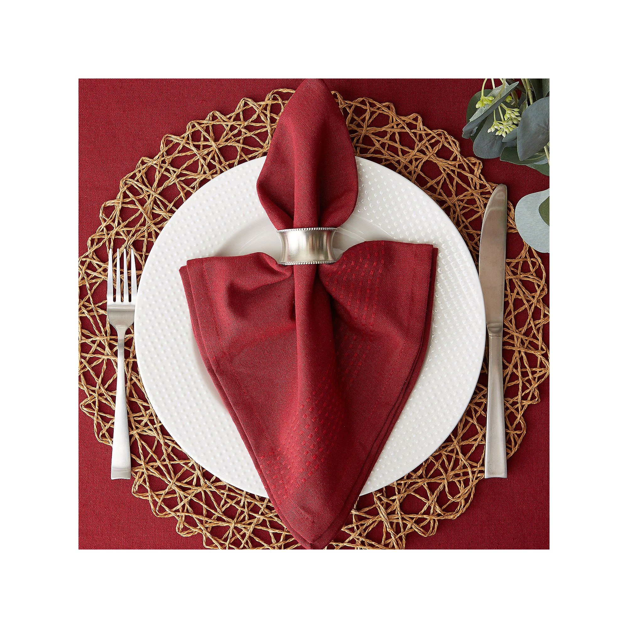 Design Imports Redwood Harvest Dobby 6-Pc. Napkins - RED ONE SIZE