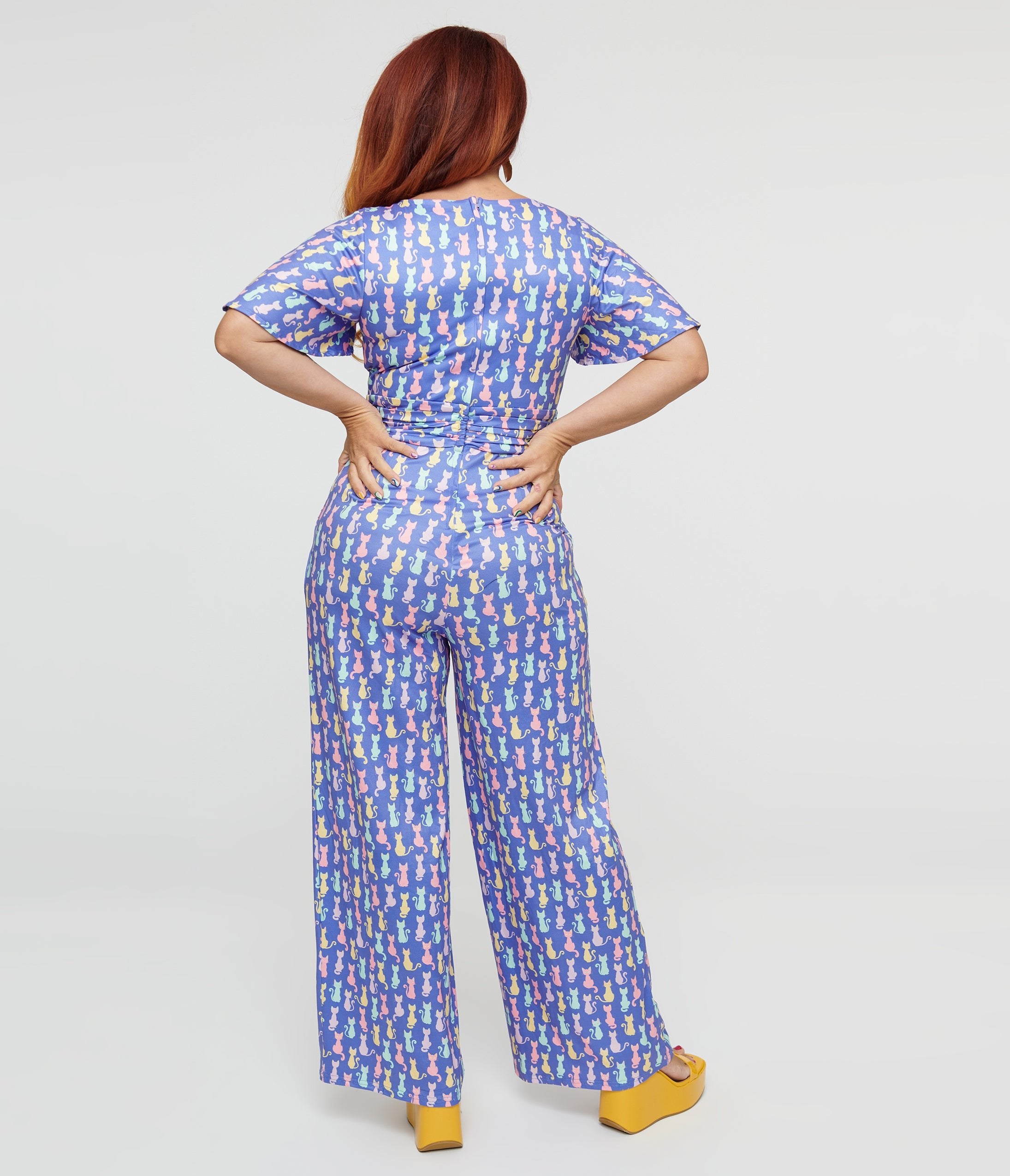 Dolly & Dotty Purple Cats Print Charlotte Jumpsuit