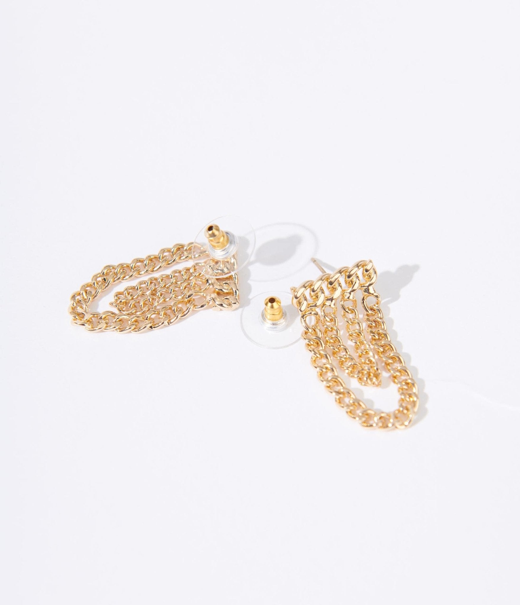 Gold Curb Chain Link Earrings