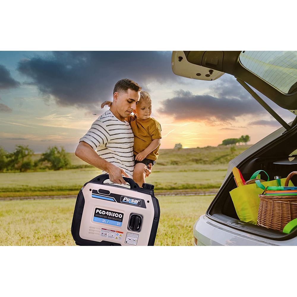 Pulsar PGD40ISCO 4000W Super Quiet Inverter Gasoline Powered Generator with Recoil Start and CO Shutdown