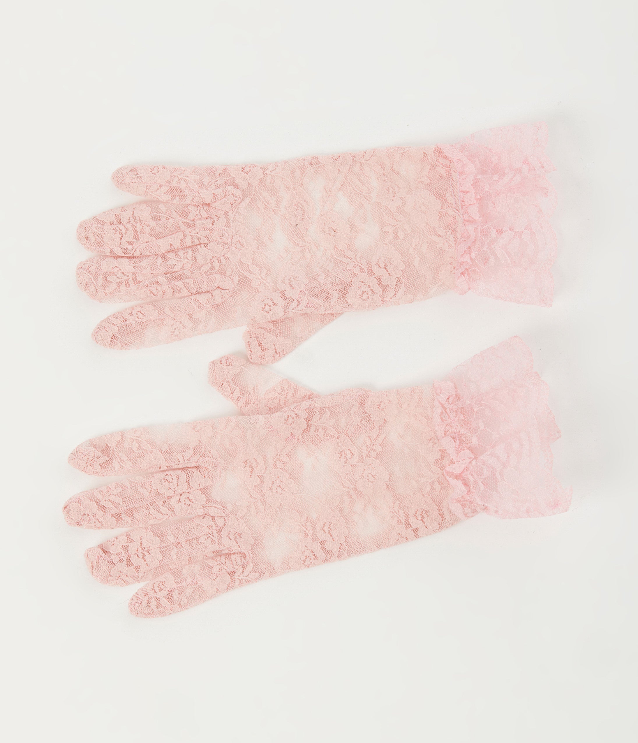 Pink Lace Ruffle Gloves