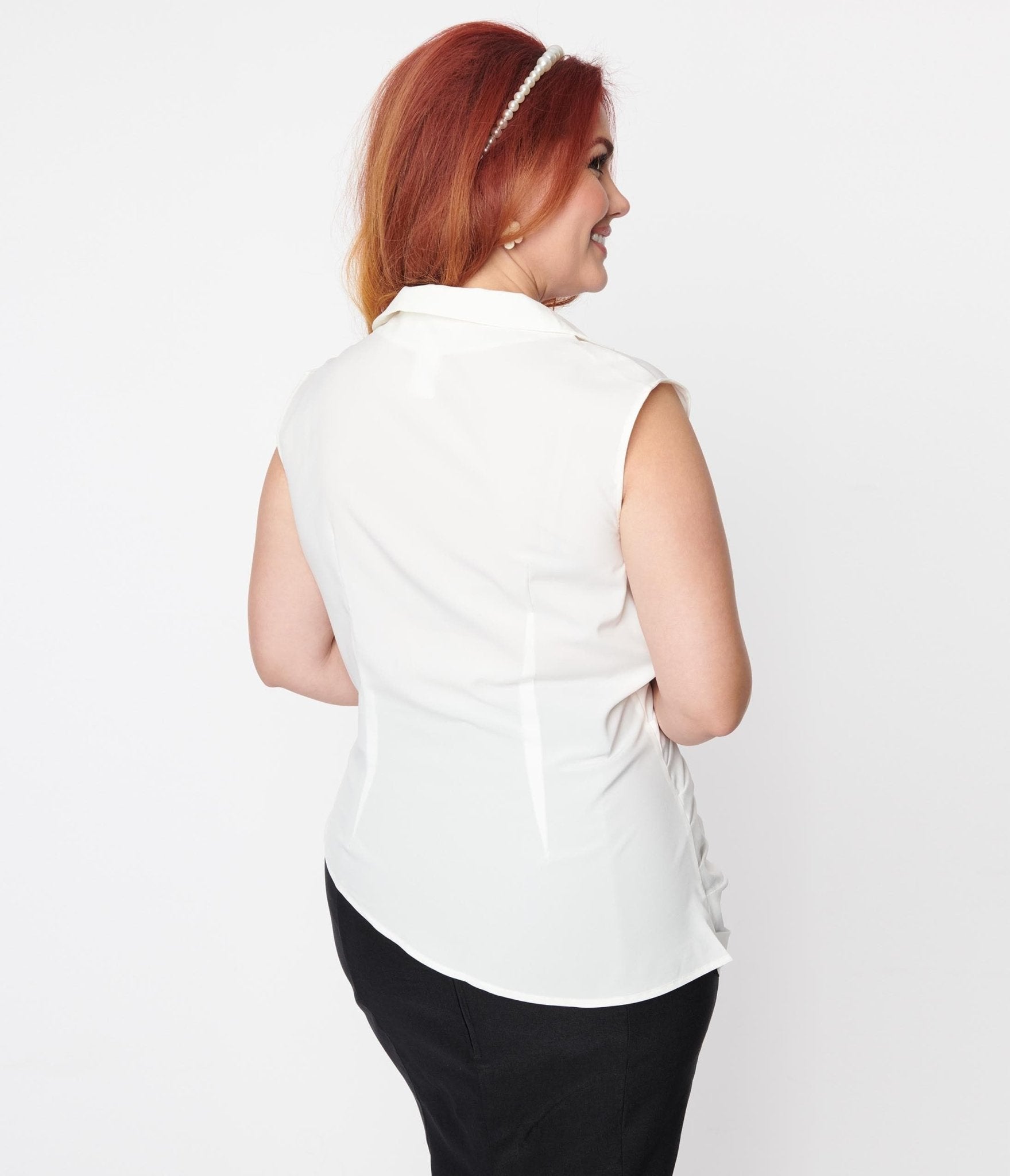 Ivory Asymmetrical Pleated Top