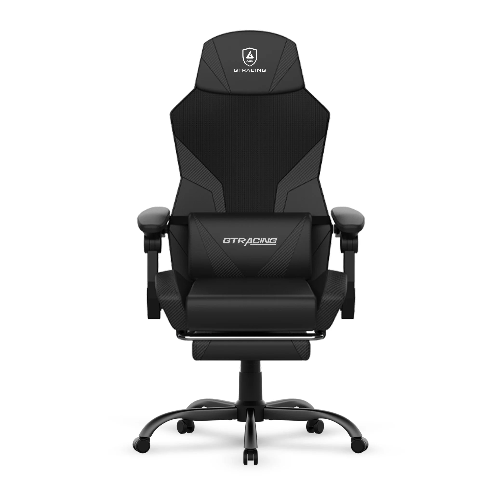 GTRACING LUFT-400-BLK-V Mesh & Faux Leather Office Gaming Chair with Footrest, Black