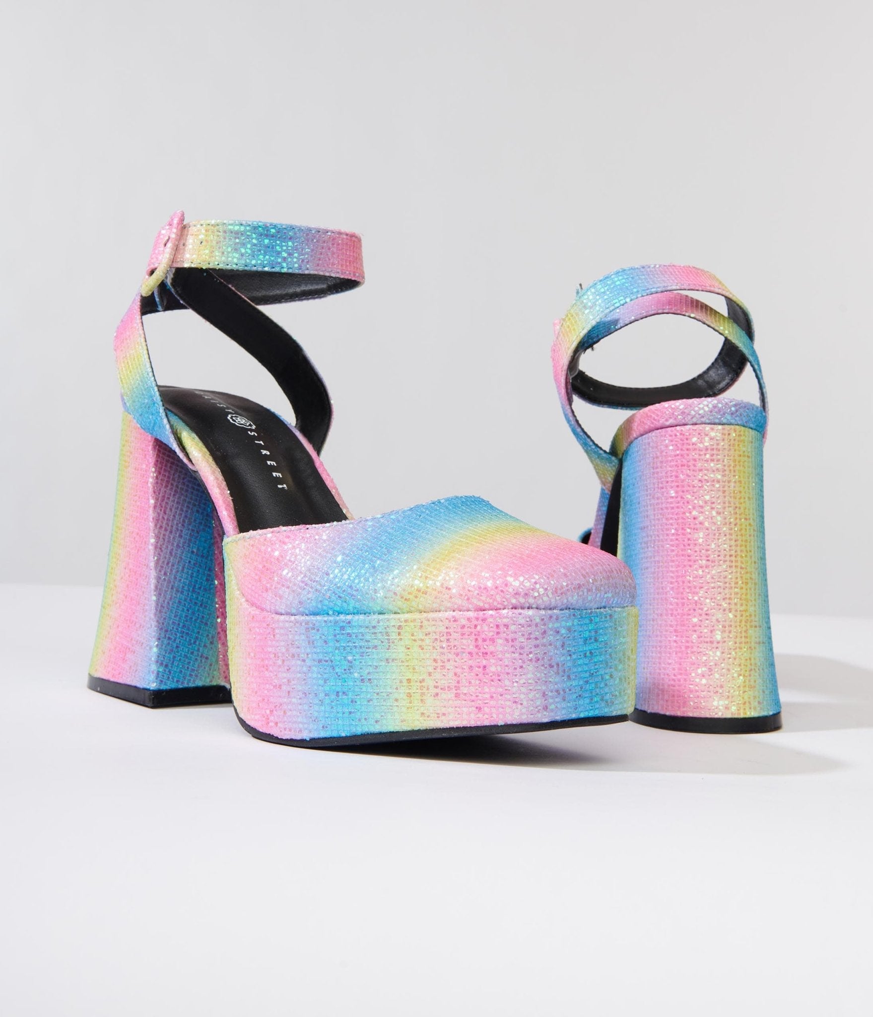 Rainbow Glitter Chunky Platform Heels