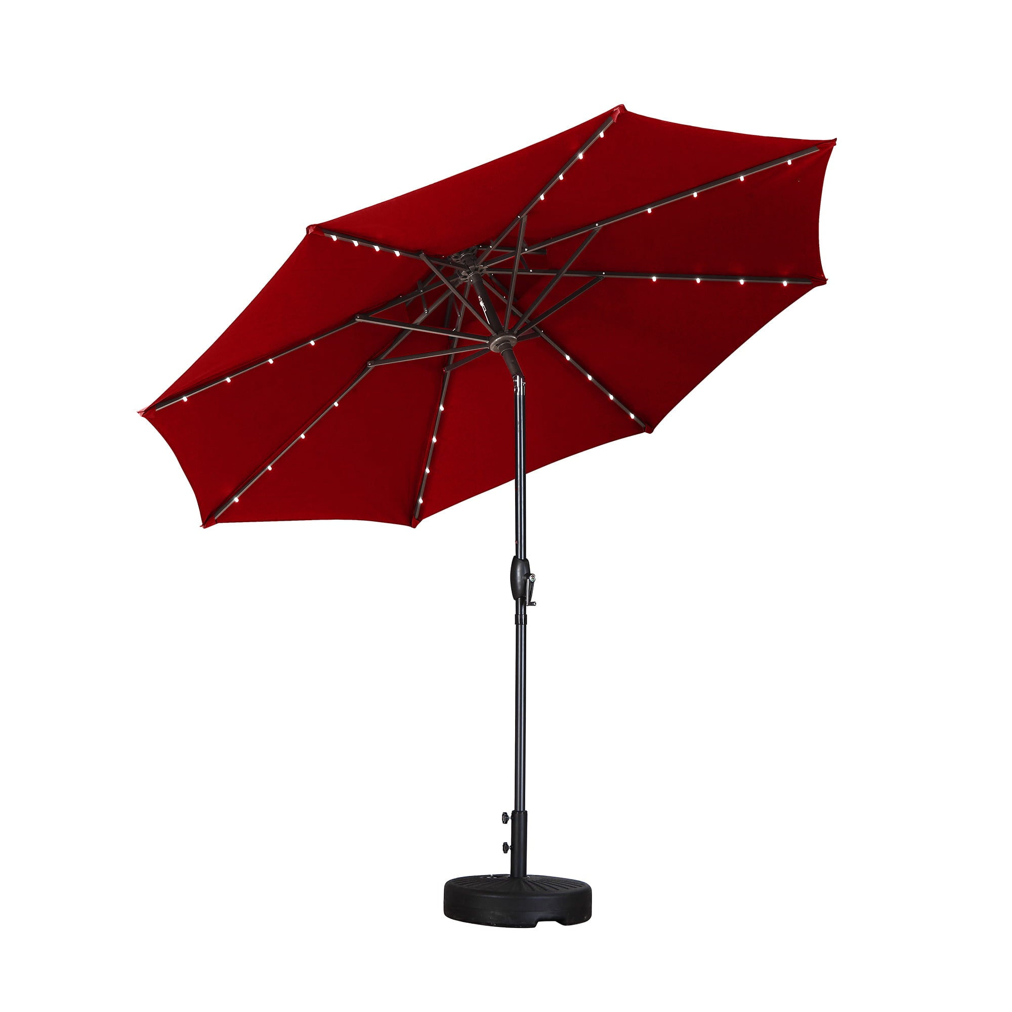 Ainfox OB-OTU006RD 9ft Patio Solar Umbrellas 2 Tier w/Solar Powered 32 LEDs, Red