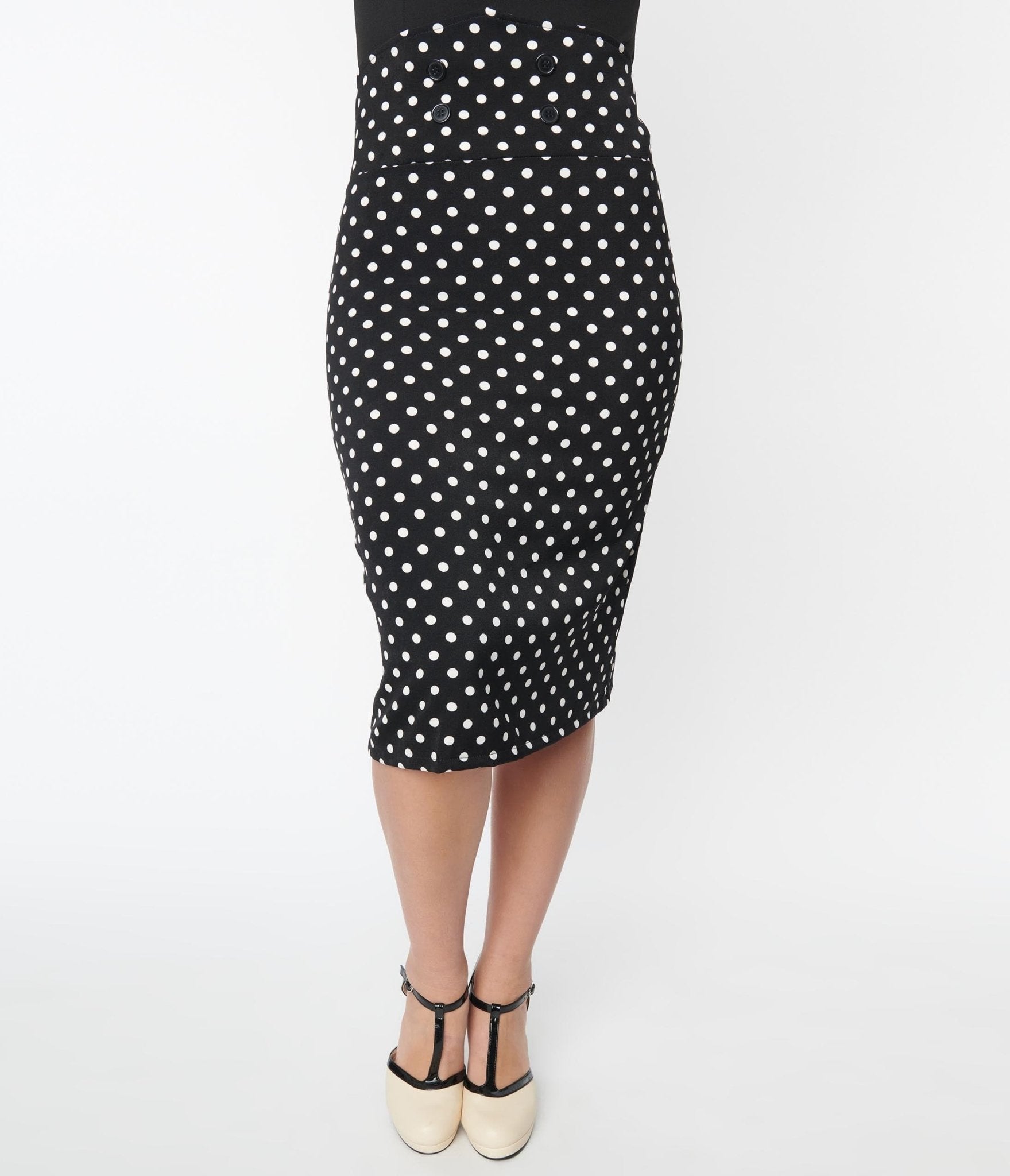 Black & White Polka Dot Wiggle Skirt