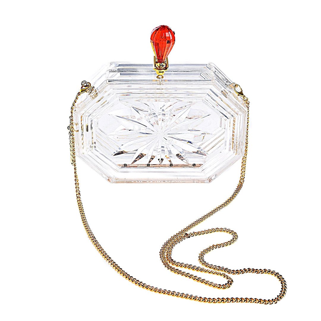 Milanblocks Clear Acrylic Perfume Bottle Box Clutch Handbag