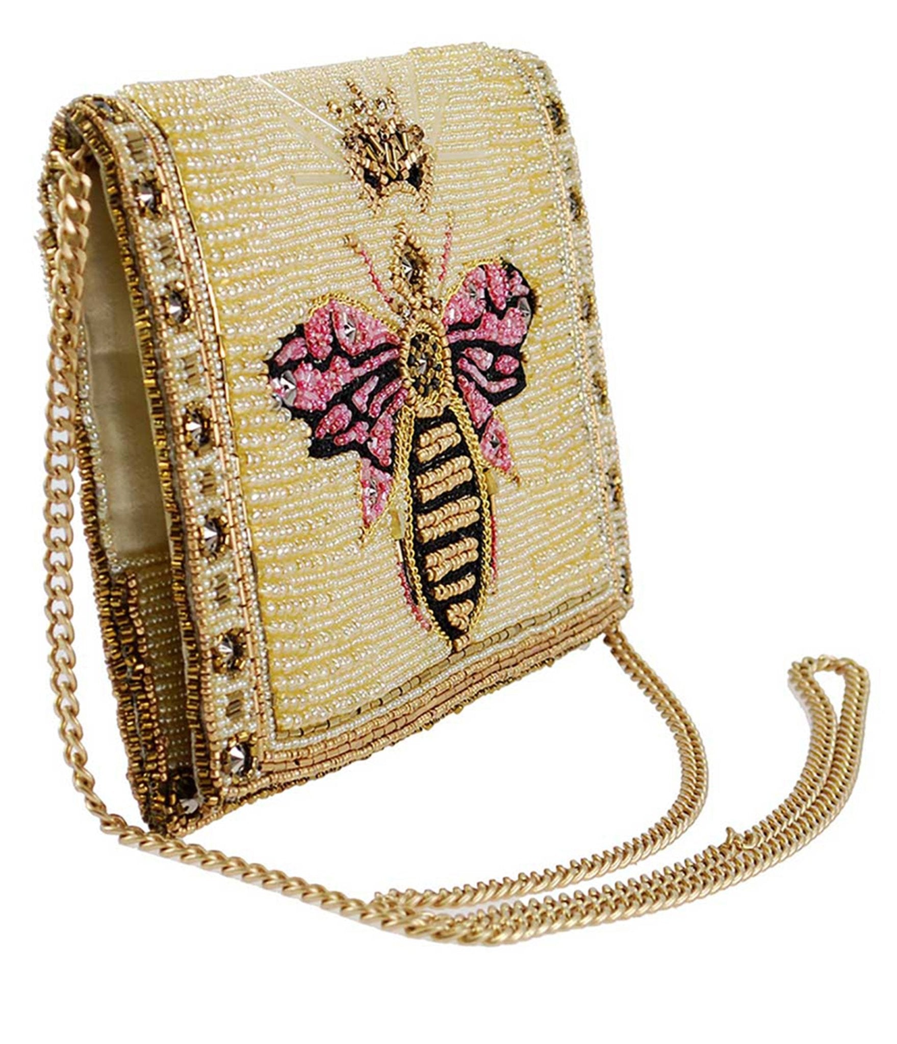 Mary Frances Golden Beaded Bee Handbag