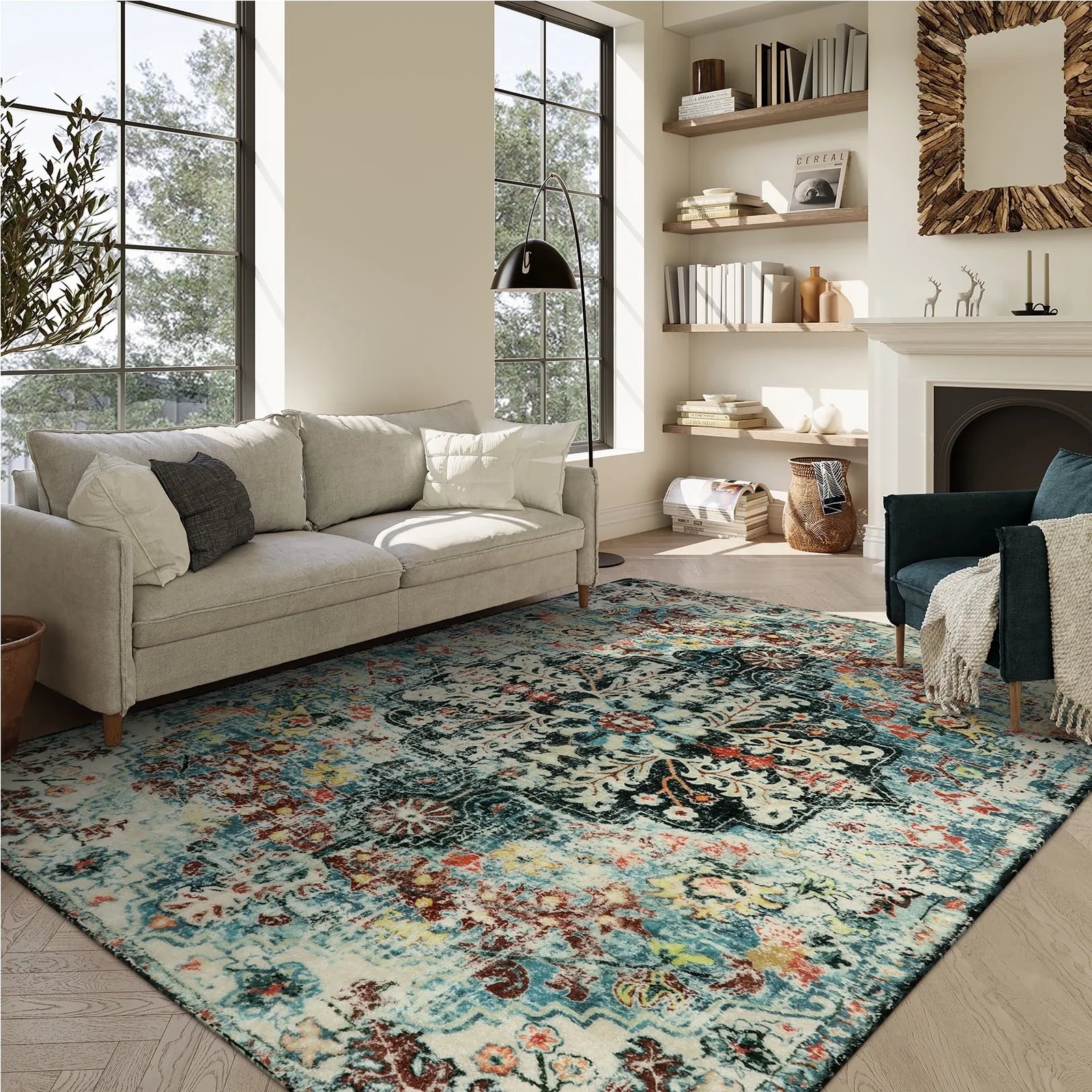 Moynesa WT-H53-640LLSALD-274X366 9'x12' Teal Bohemian Area Rug