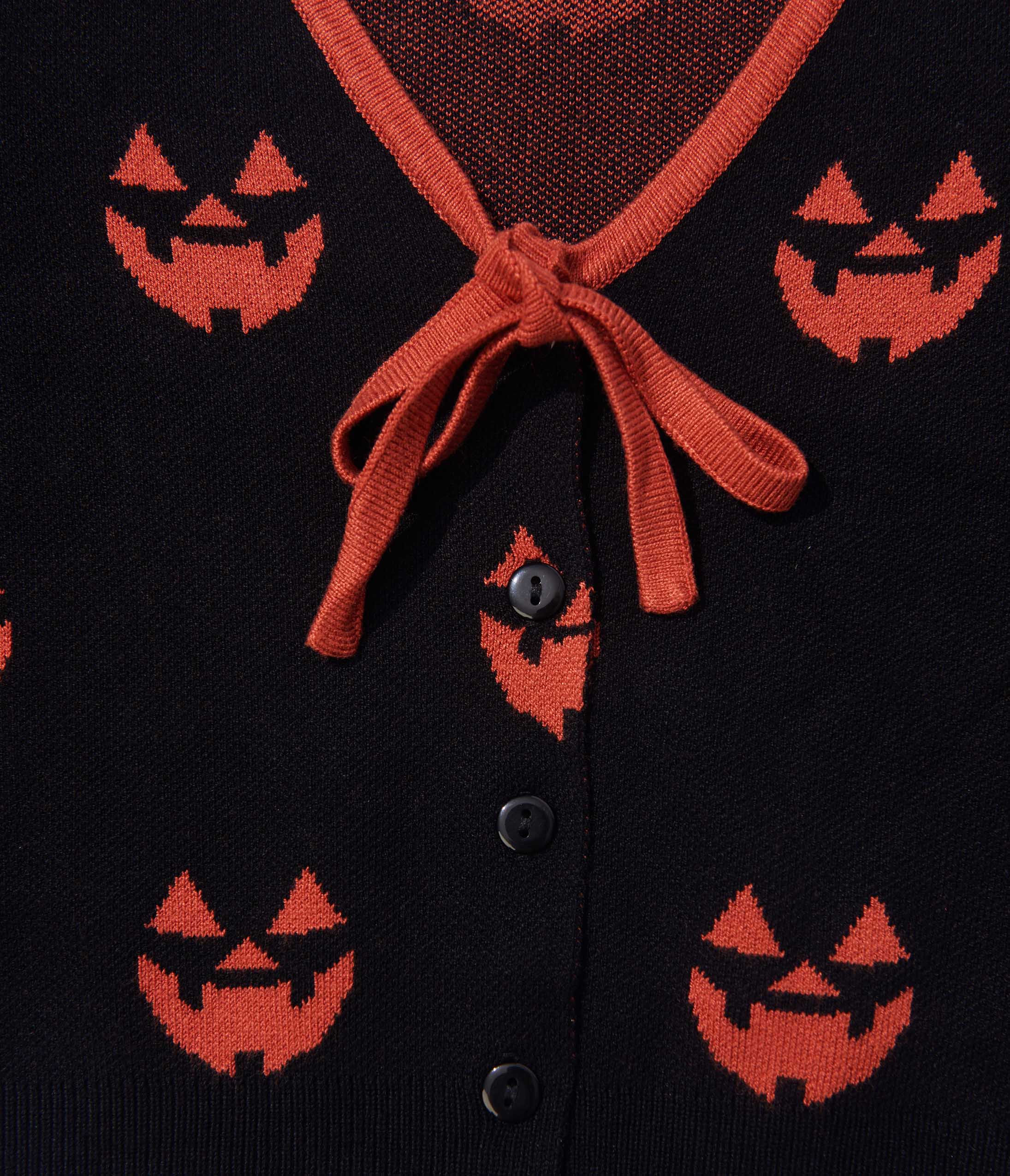 Unique Vintage Kids Black & Orange Pumpkin Crop Cardigan