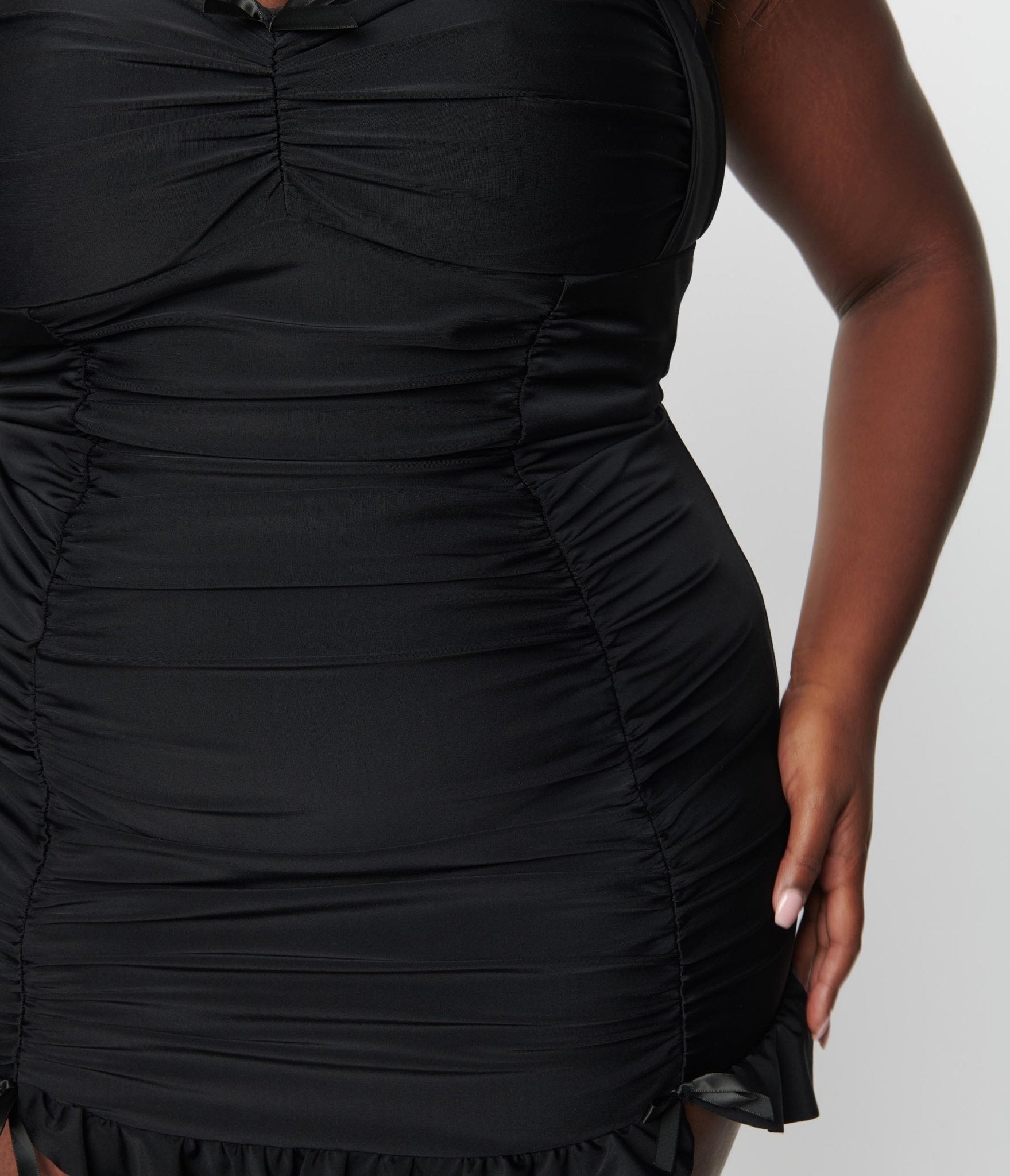 Unique Vintage Plus Size Black Halter Swim Dress