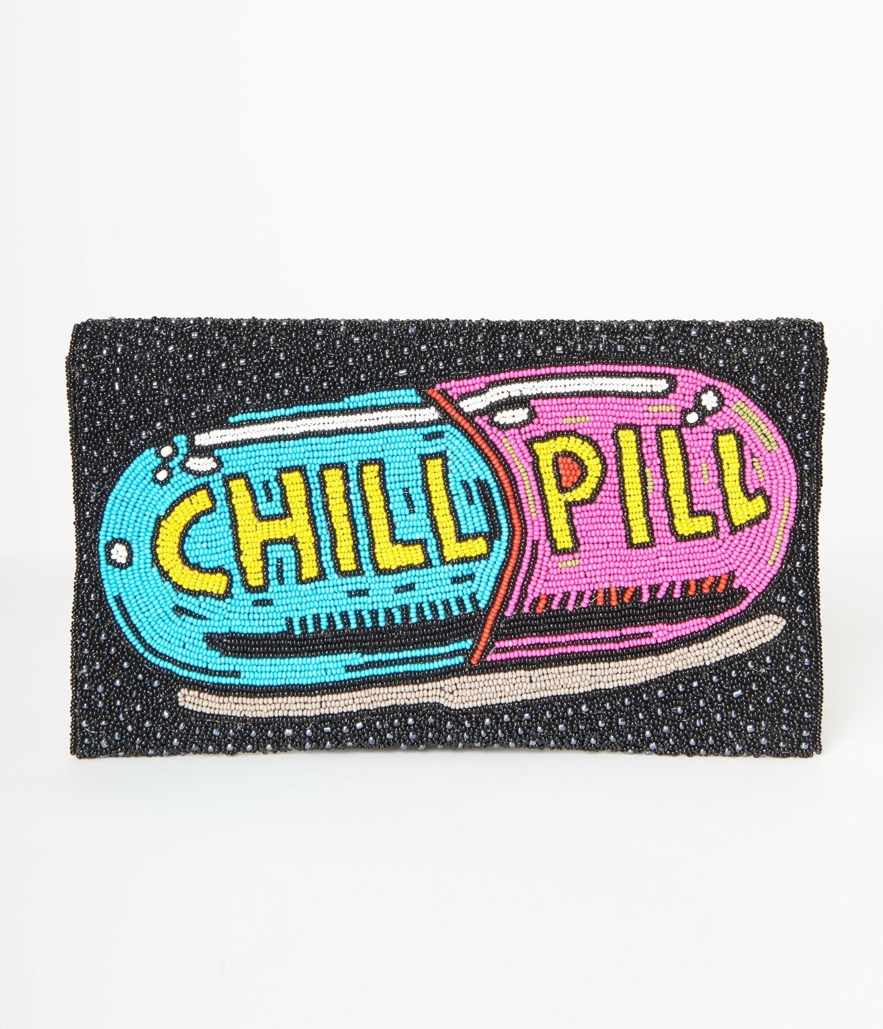 Chill Pill Beaded Clutch