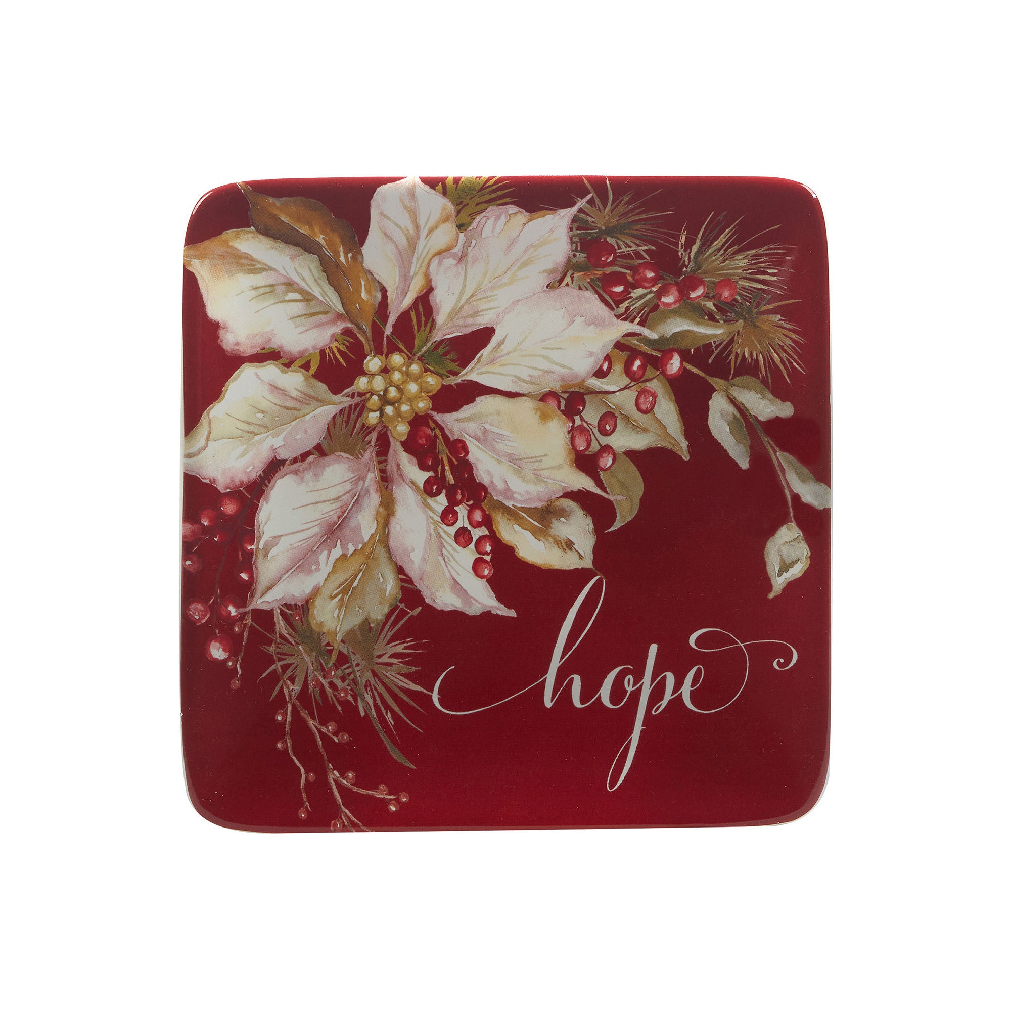 Certified International Winters Joy 4-Pc. Earthenware Appetizer Plate 36906SET4 - RED ONE SIZE