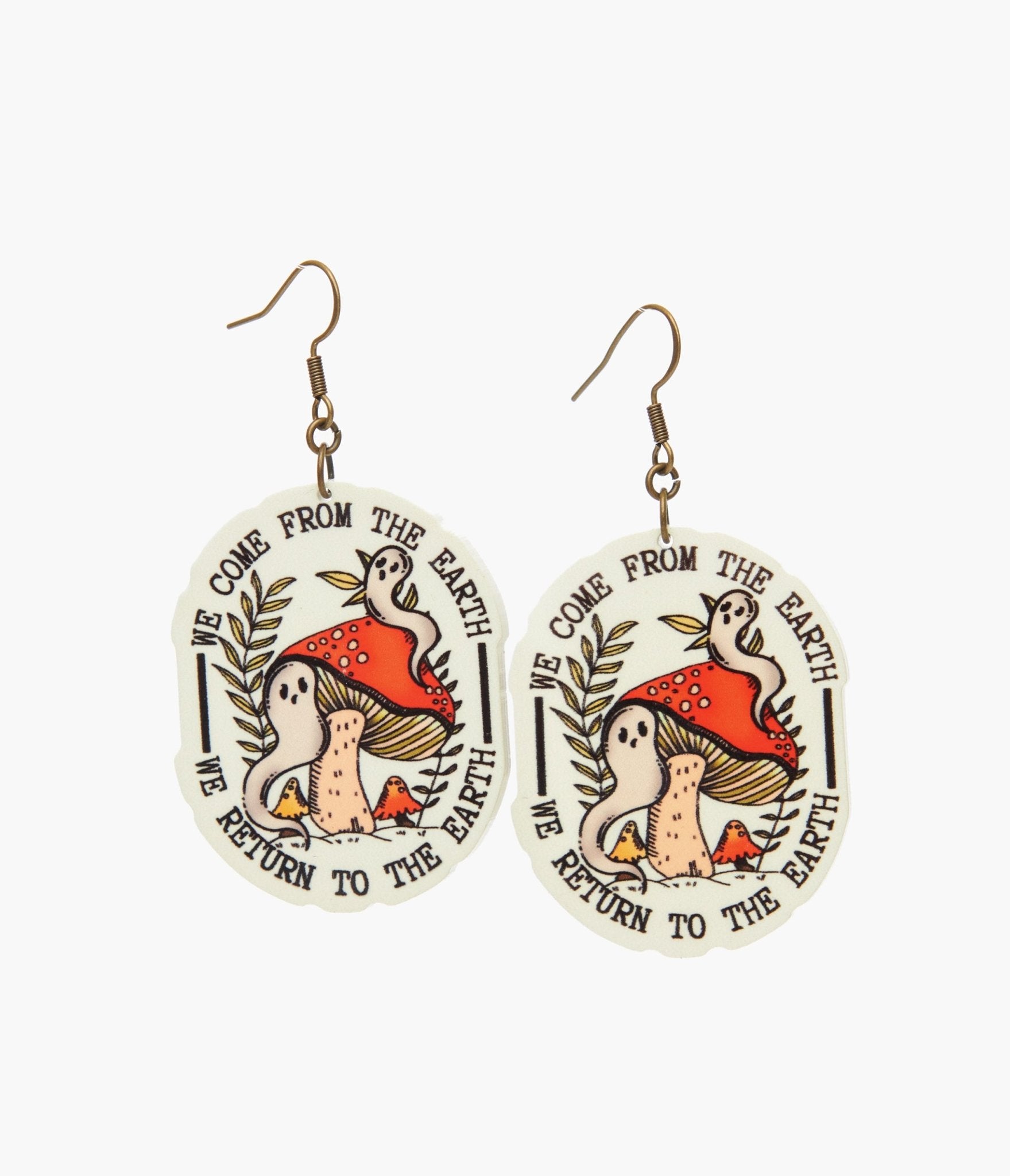 Mushrooms & Ghosties Cottagecore Earrings