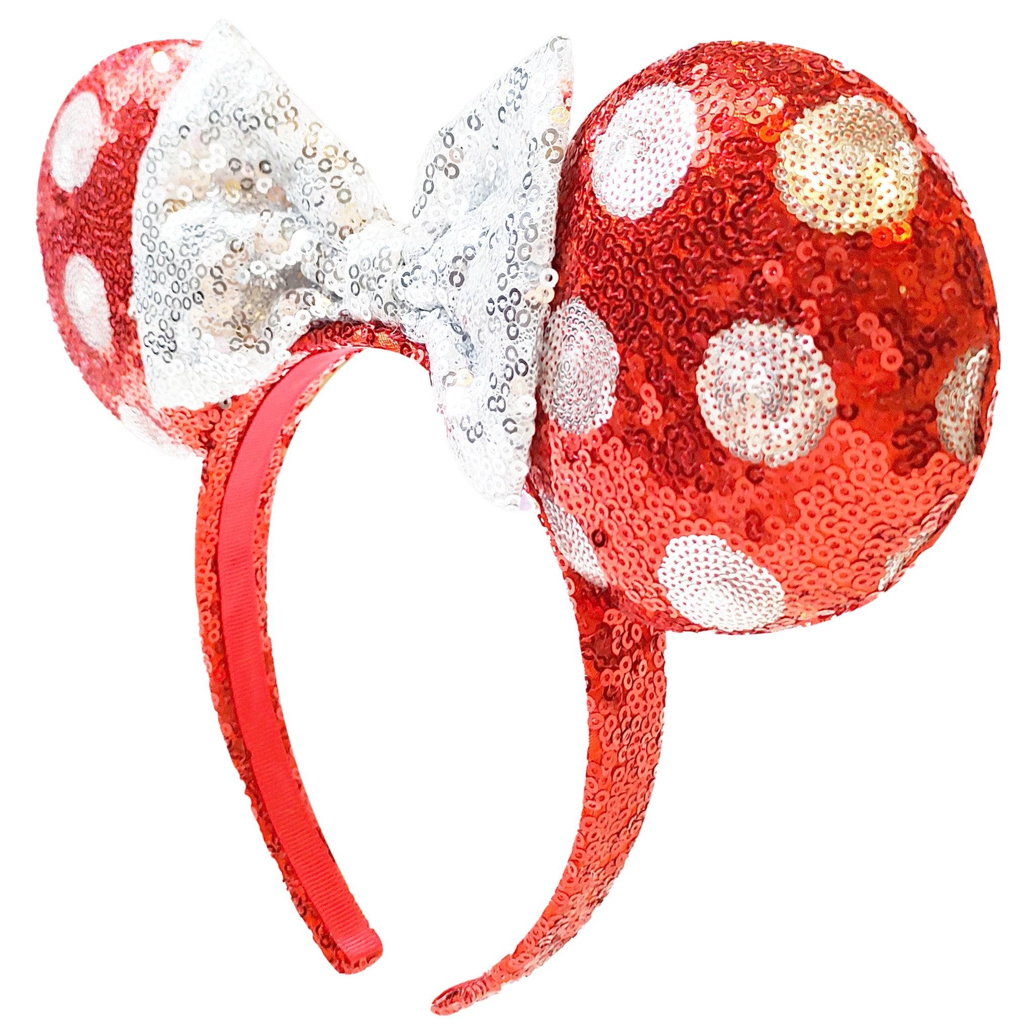 Minnie Mouse Red & White Polka Dot Sequin Plush Headband