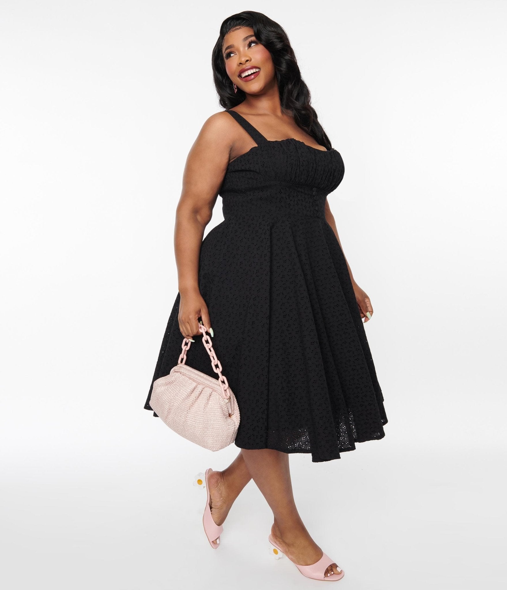 Black Eyelet Bianca Swing Dress