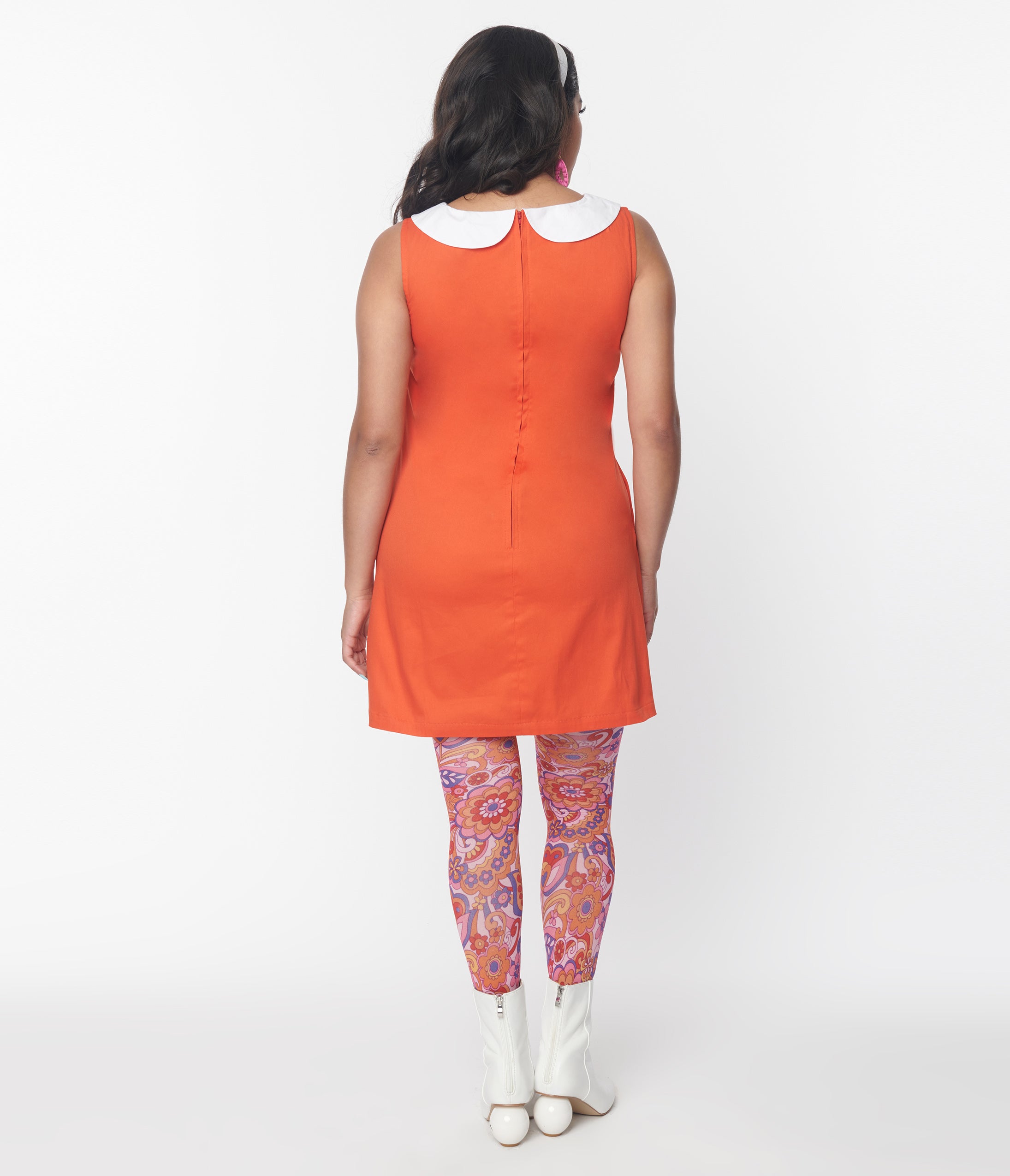 Smak Parlour Orange & Purple Tie Neck Shift Dress