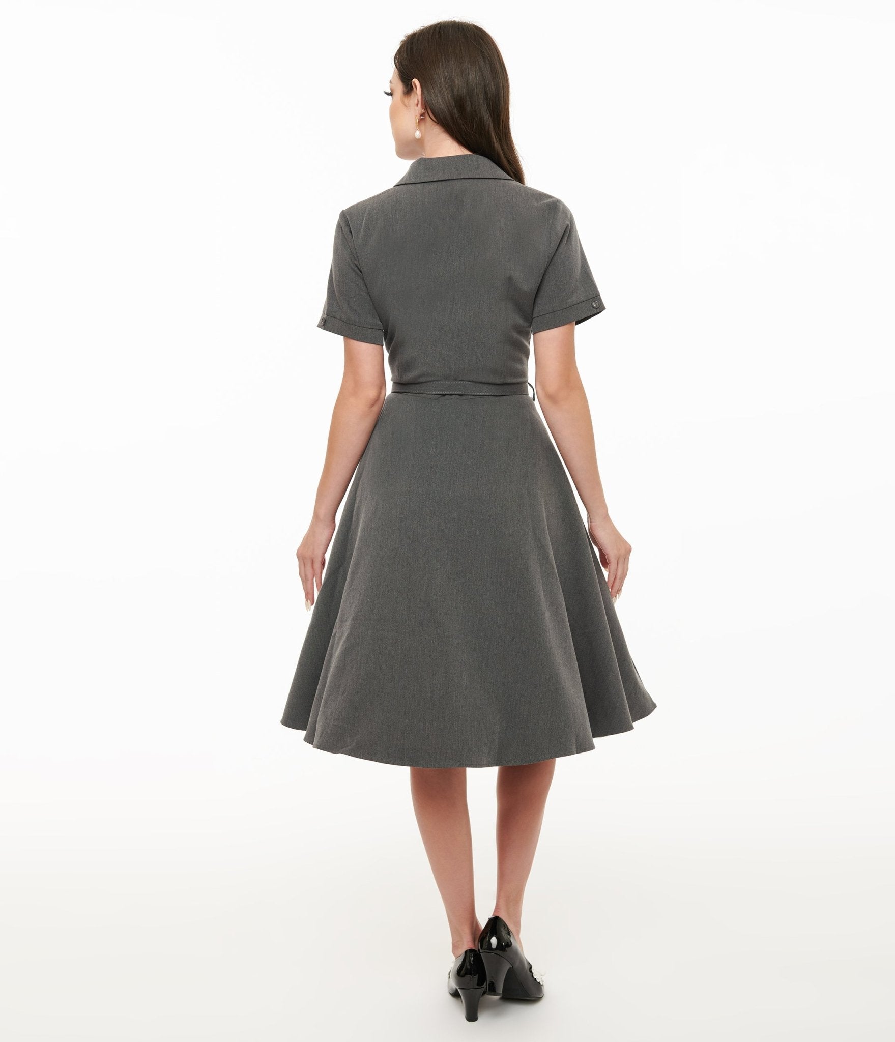 Voodoo Vixen 1950s Grey Bow Fit & Flare Dress