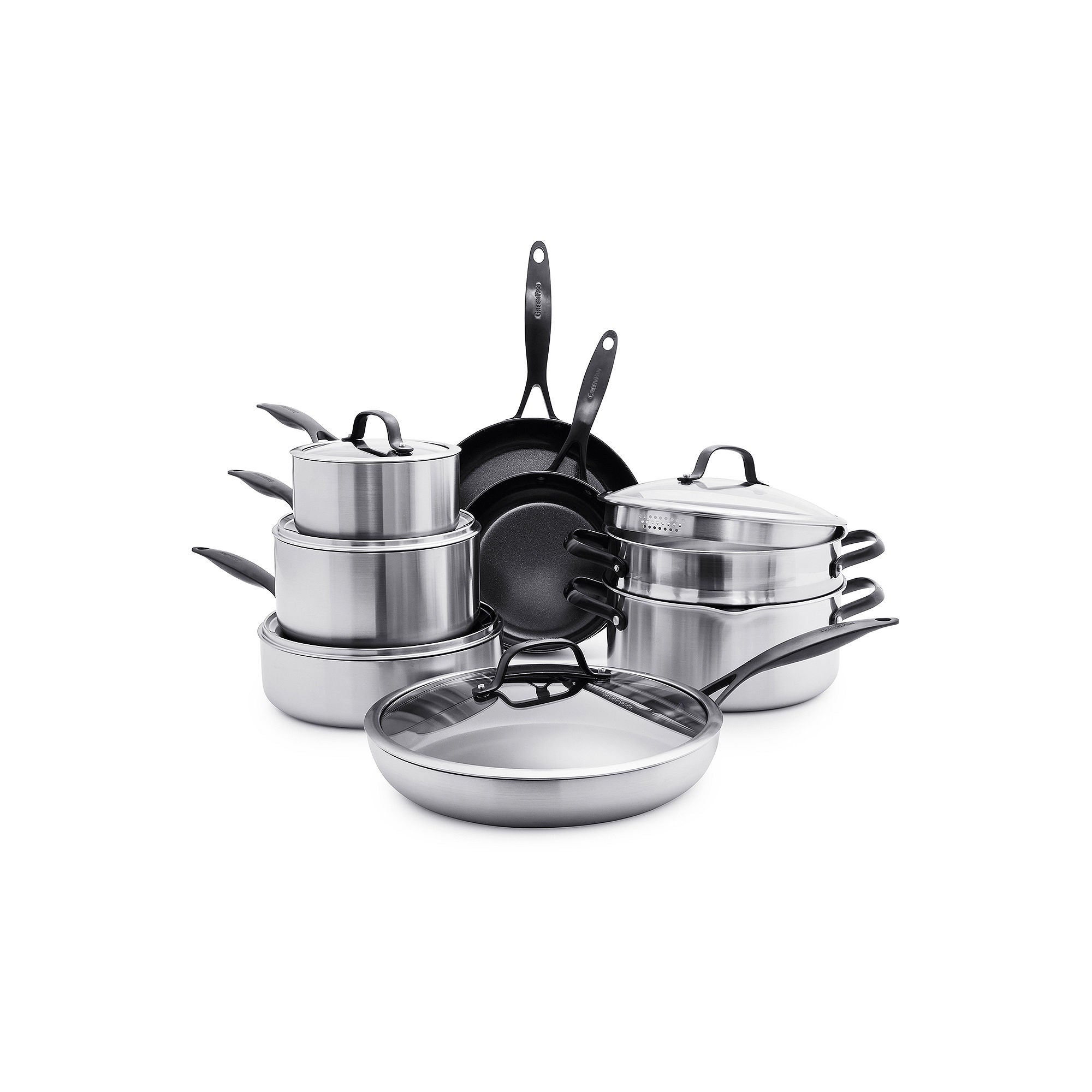 Green Pan Greenpan Venice Pro Noir Stainless Steel 13-Pc. Cookware Set CC002403-001 - STAINLESS STEEL ONE SIZE