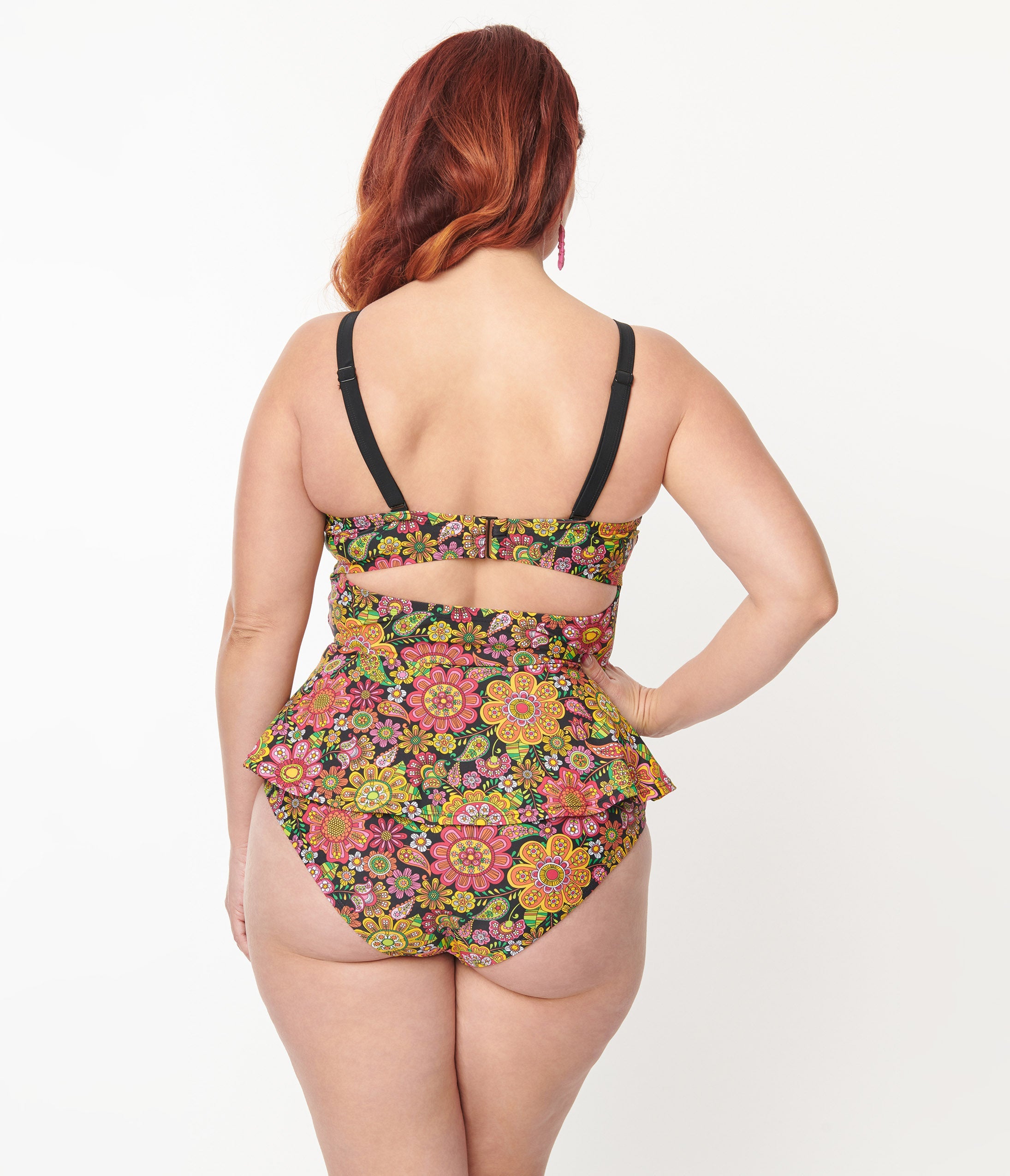 Unique Vintage Plus Size Kaleidoscope Floral Daphne Swim Bottoms