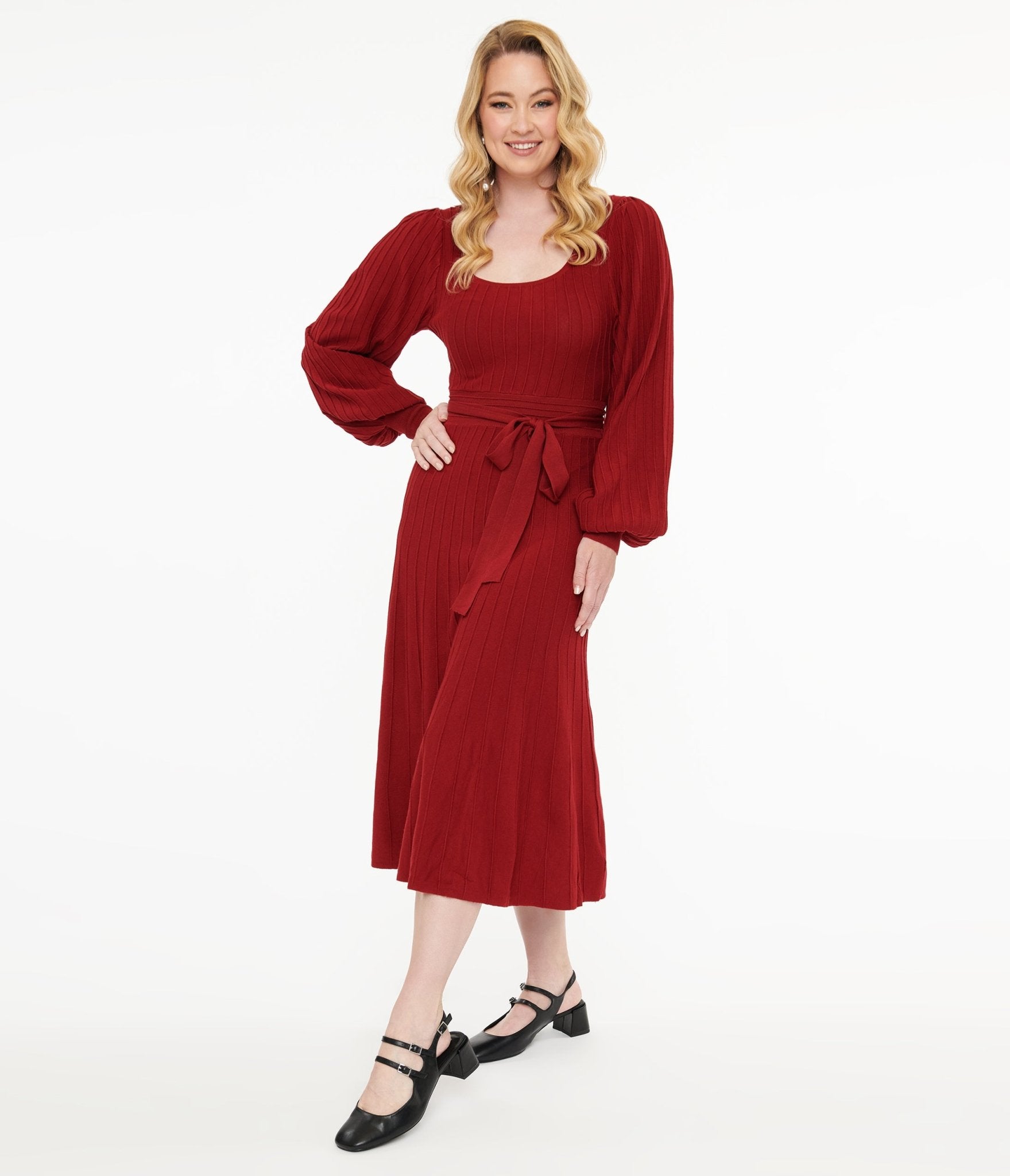 Burgundy Keep Looking Up Sweater Midi Dress