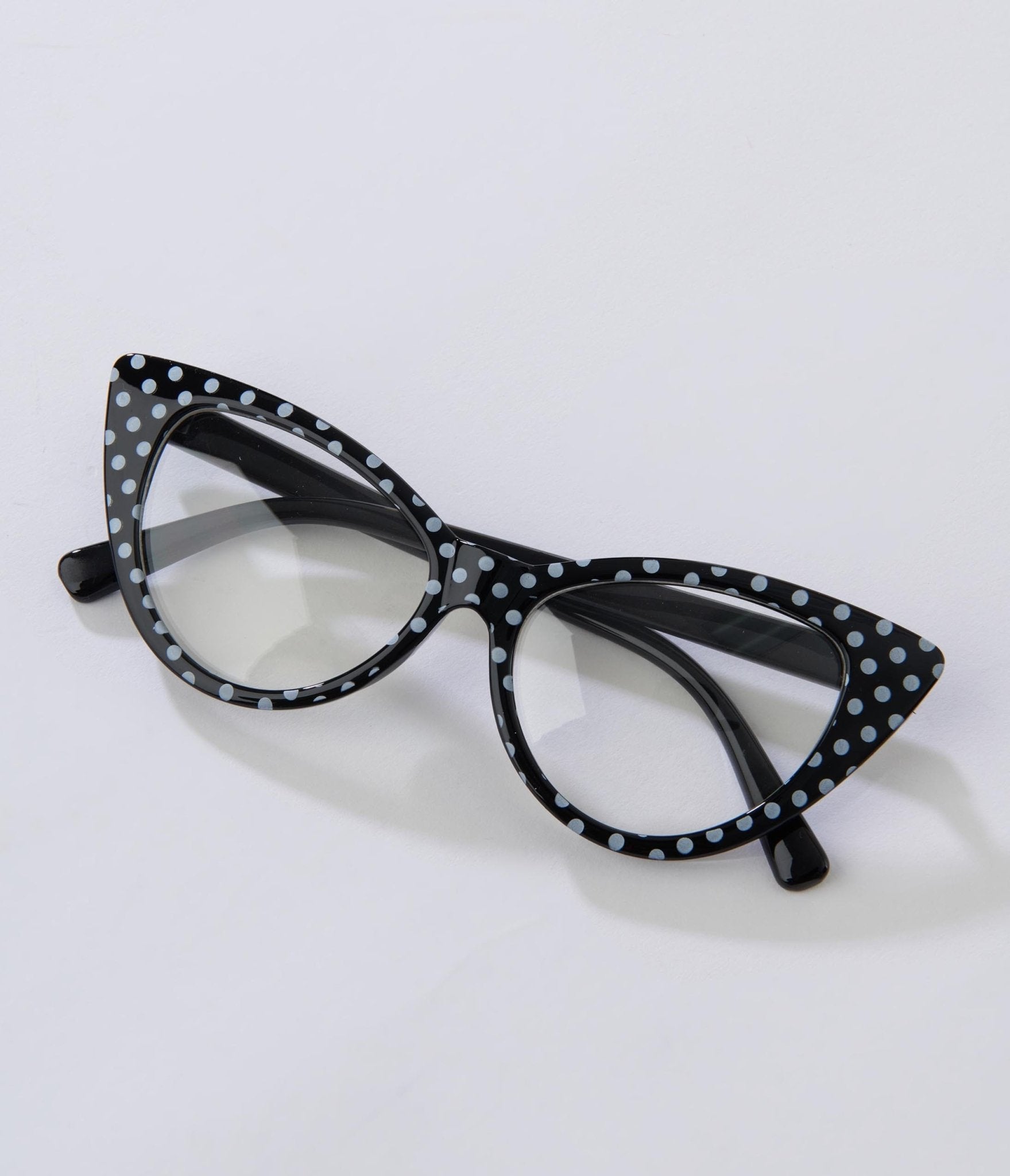 Black & White Polka Dot Cat Eye Glasses