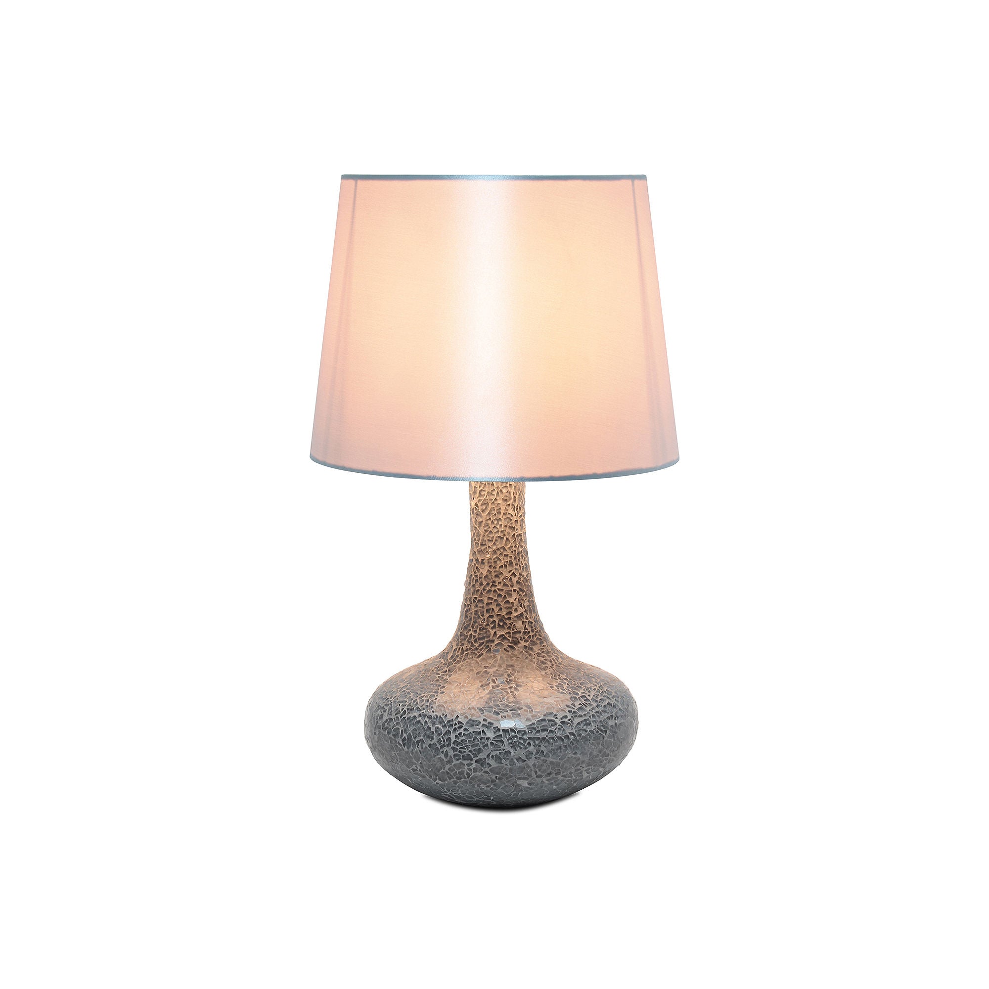 Asstd National Brand Simple Designs Mosaic Tiled Glass Genie Table Lamp With Fabric Shade - GRAY ONE SIZE