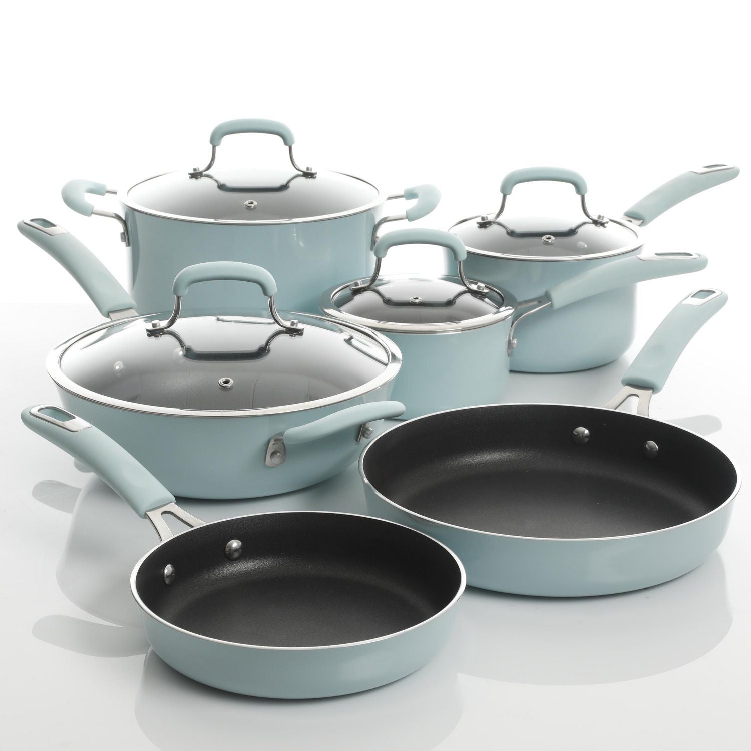 Kenmore Elite 126369.10 Andover 10-Piece Aluminum Nonstick Cookware Set in Glacier