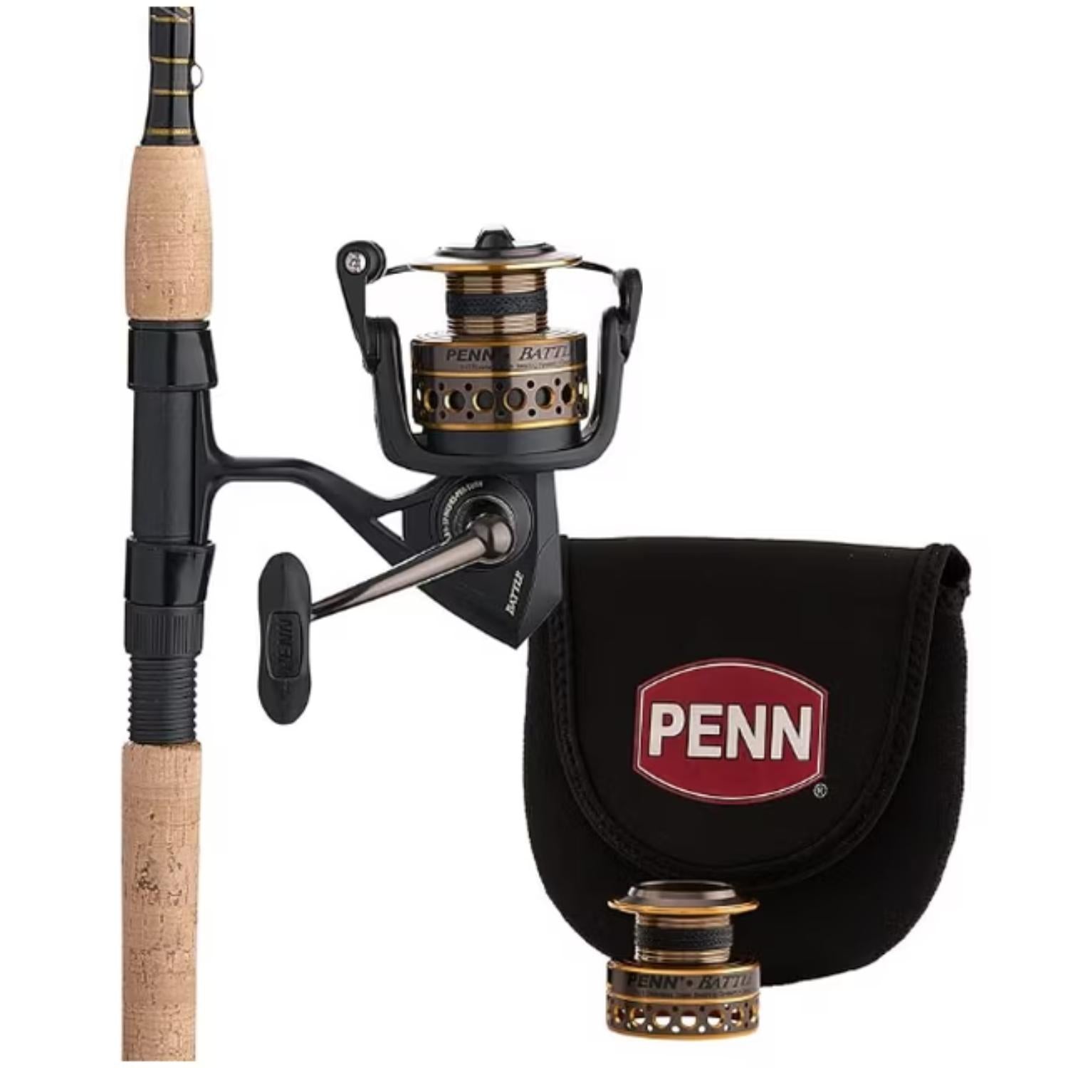 Penn Battle Spinning Fishing Rod and Reel Combo Kit 7' 5000 Reel with Cover Moderate Action