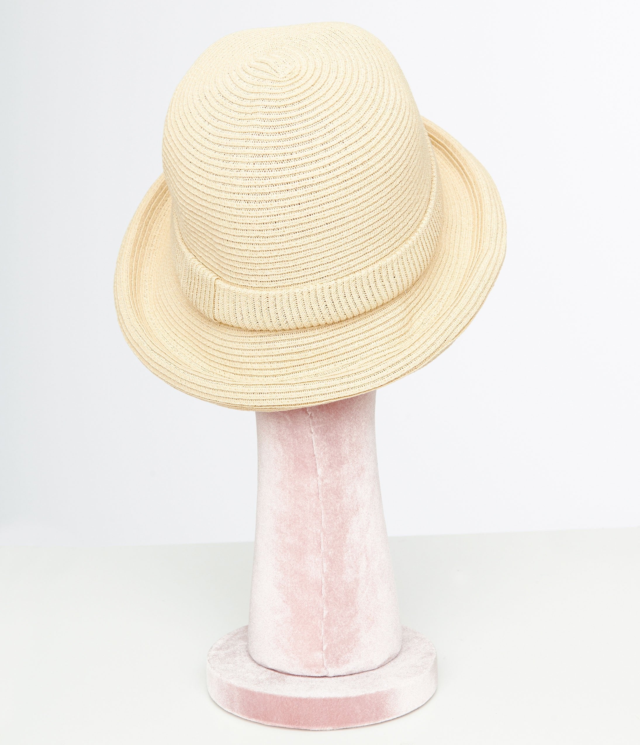 1950s Beige Straw Bowler Hat