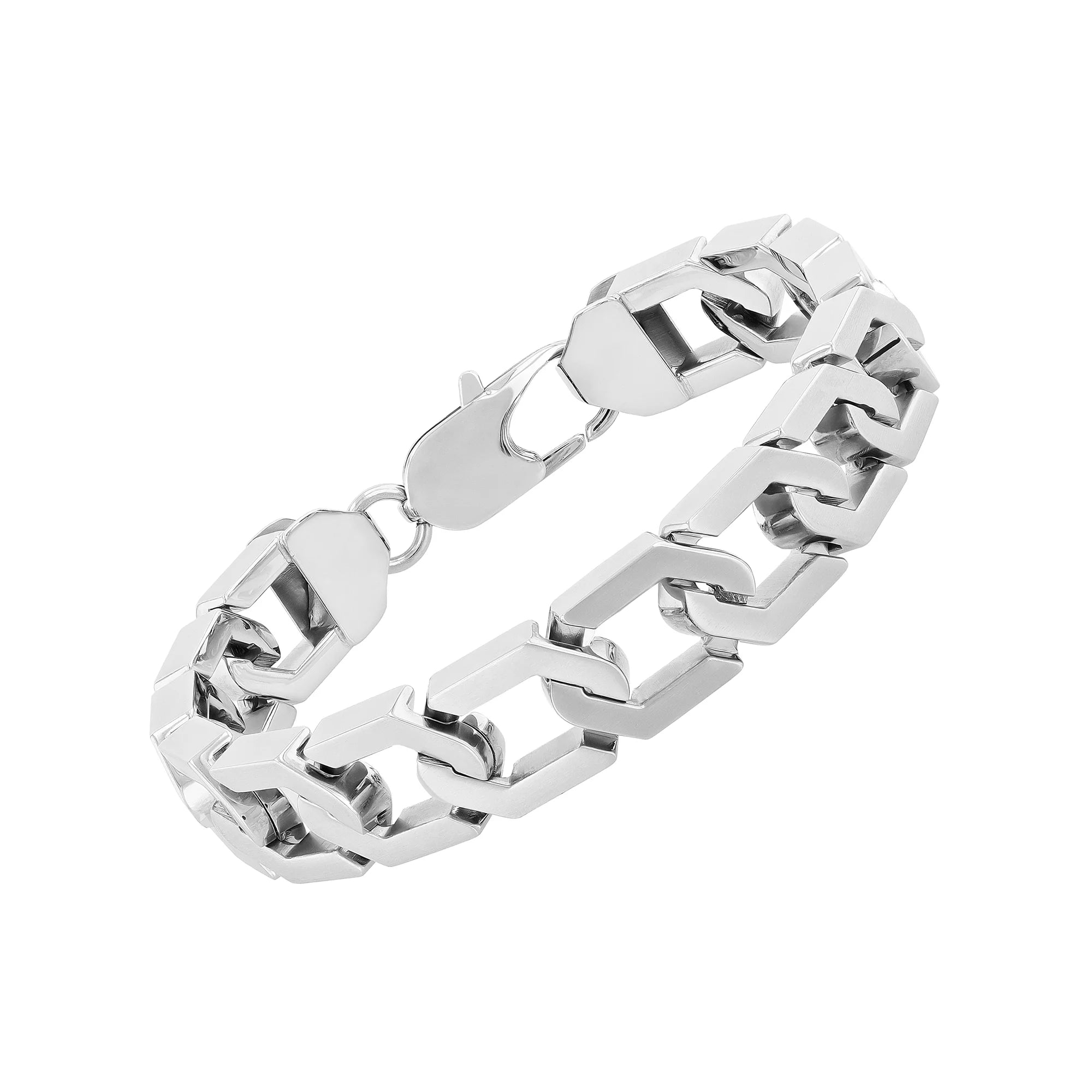 Brilliance Fine Jewelry TS18311 Men's Stainless Steel Hexagon 9 Link Bracelet