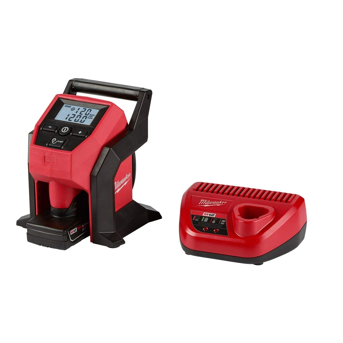 Milwaukee 2475-21XC M12 12-Volt Lithium-Ion Cordless Compact Inflator Kit W/4.0Ah Battery & Charger 120 PSI Capability