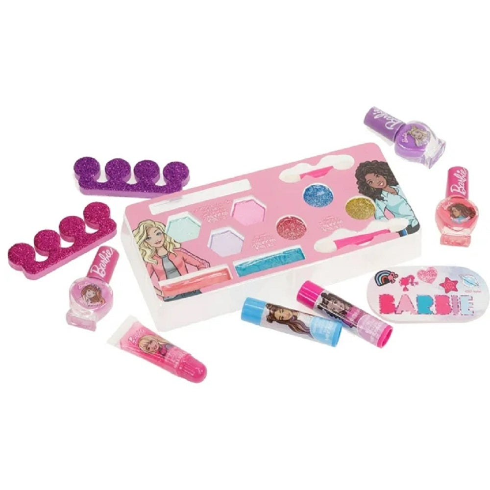 Townley Girl BB0077GA Barbie Train Case Cosmetic Makeup Set for Girls, Ages 3+