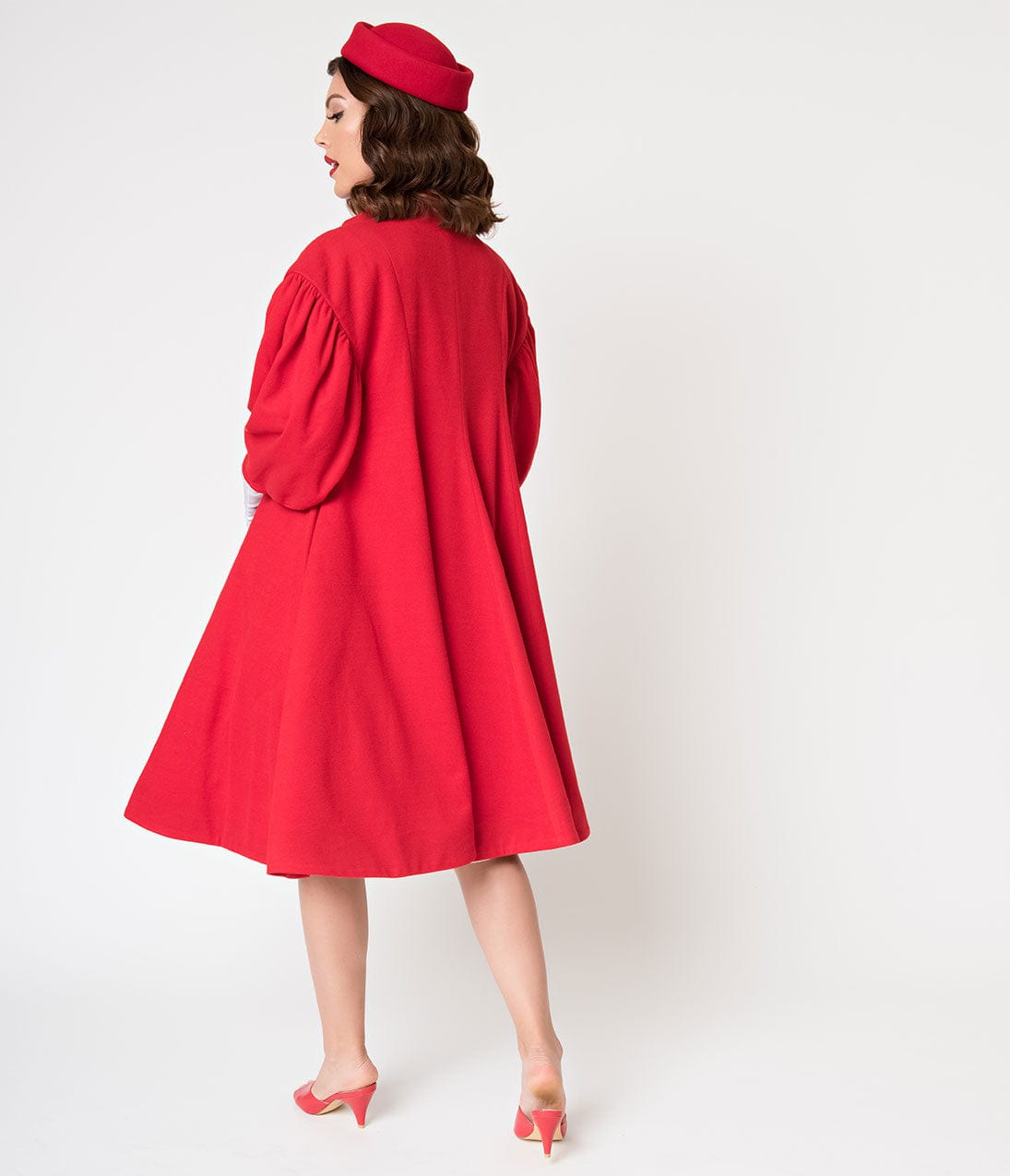 Barbie x Unique Vintage 1960s Style Red Flare Swing Coat