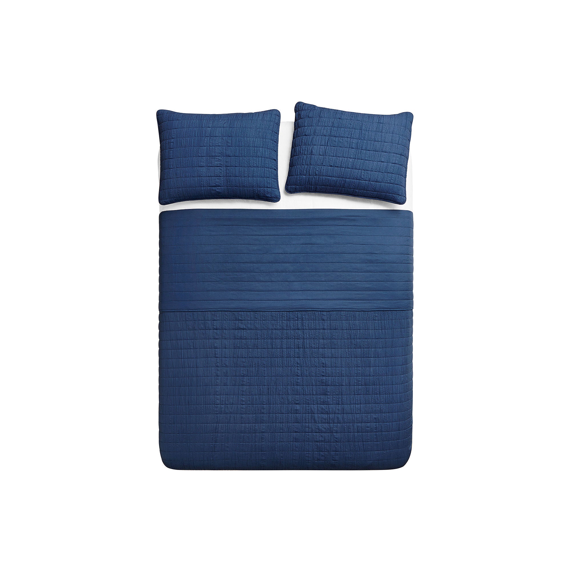 Cathay Home KKQLT3-001-FQNV Swift Home Crinkle Enzyme Wash Quilted Coverlet/Bedspread- Full/Queen Navy