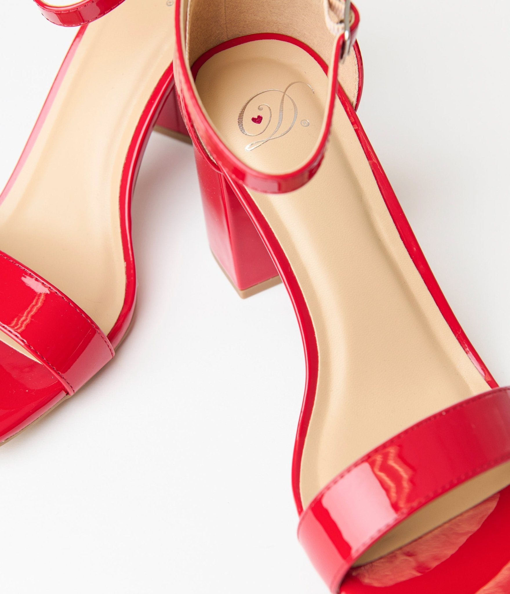 Red Patent Leatherette Heeled Sandals