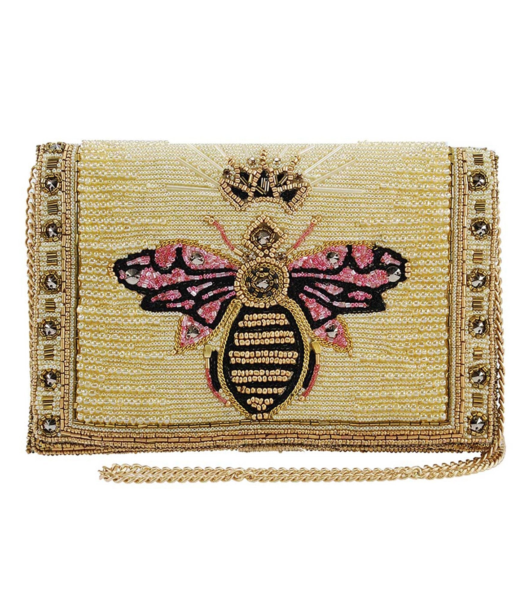 Mary Frances Golden Beaded Bee Handbag