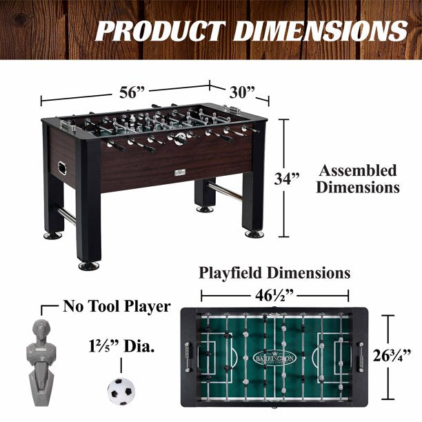 Barrington SOC056_117B 56 Furniture Foosball Soccer Game Table, Black/Brown