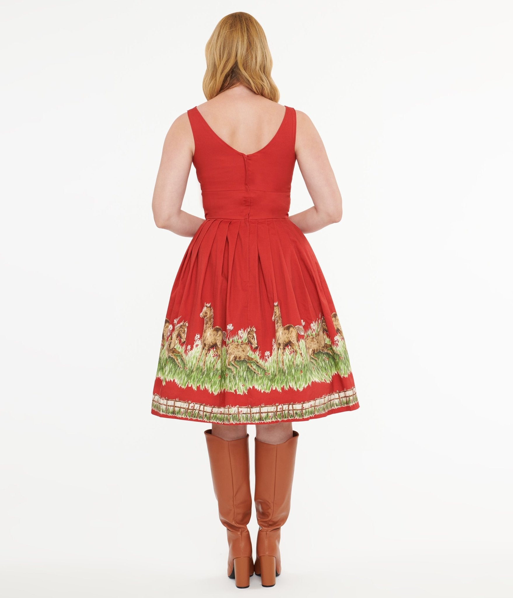 Retrospec'd Red & Greener Pastures Print Peggy Swing Dress