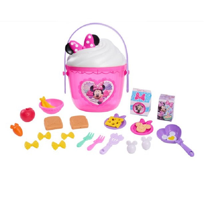 Minnie Mouse 89941 Just Play Disney Junior Minnie Mouse Fab Food Bucket with Carry Handle, 25 Pieces