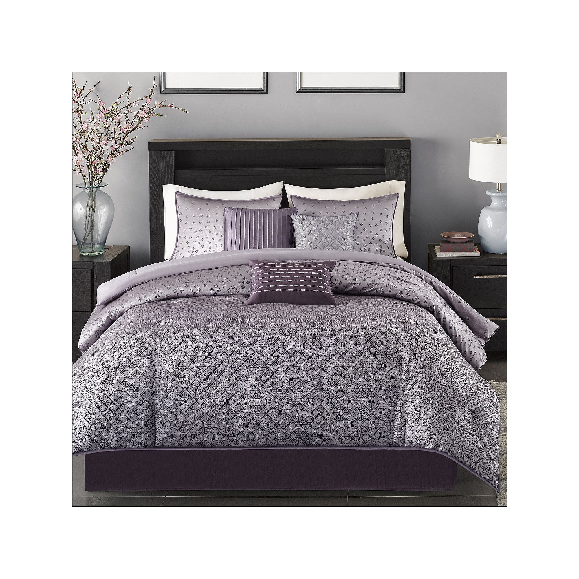 Madison Park Biloxi 7 Piece Comforter Set-Purple-Cal.King California King