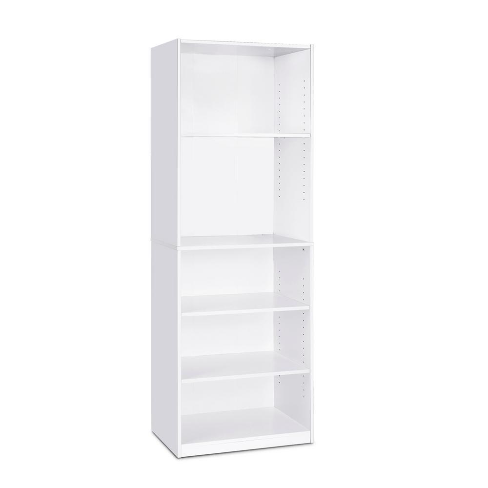 FURINNO Jaya Simple Home 5-Shelf Bookcase, White