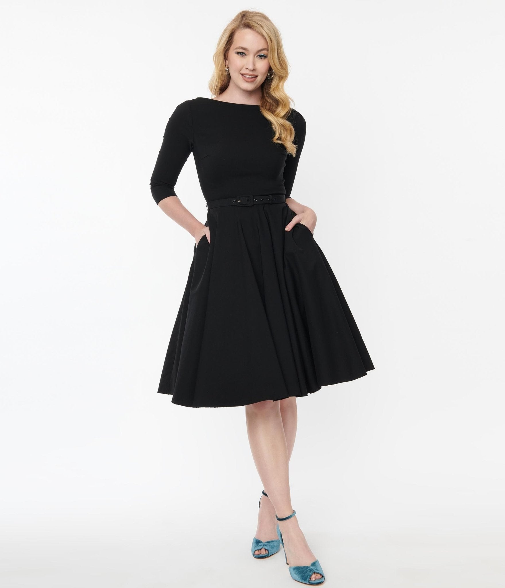 Unique Vintage Black Devon Swing Dress