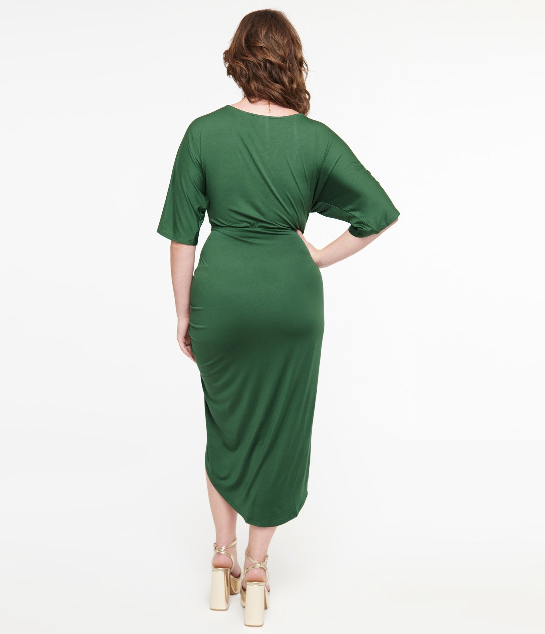 Hunter Green Ruched Pencil Dress