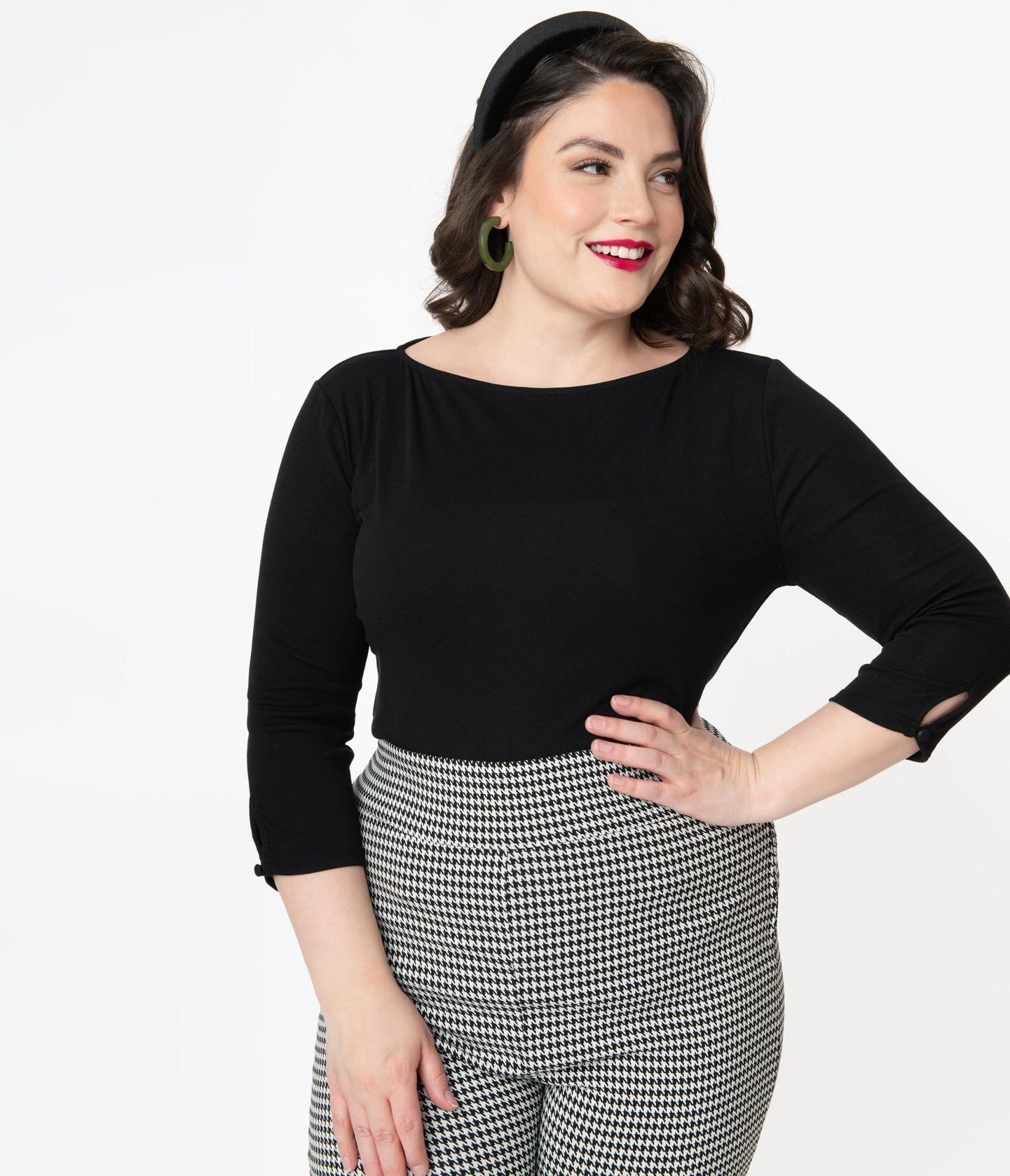 Unique Vintage Plus Size Black Gracie Top