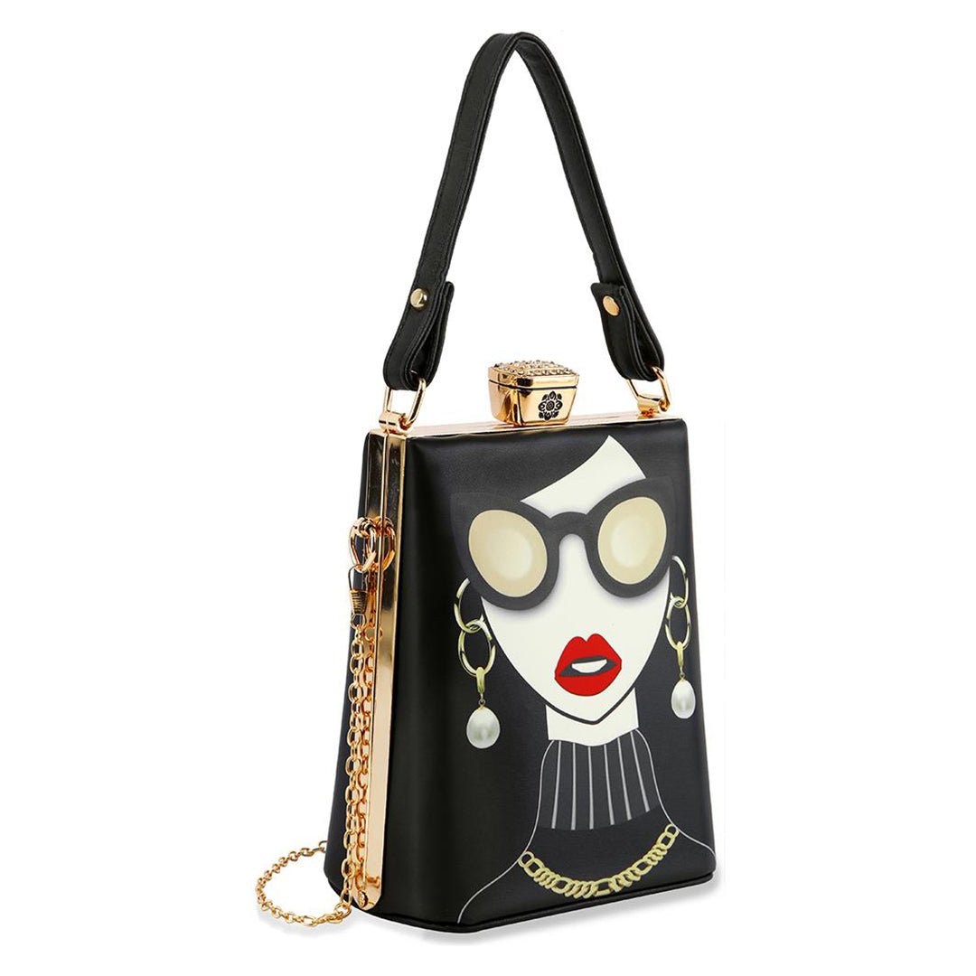 Black Retro Art Deco Petite Handbag